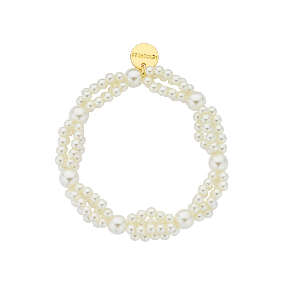 Bracelet en métal blanc et nacre, subtilement scintillant et d'une élégance féminine - 19 cm x 1 cm