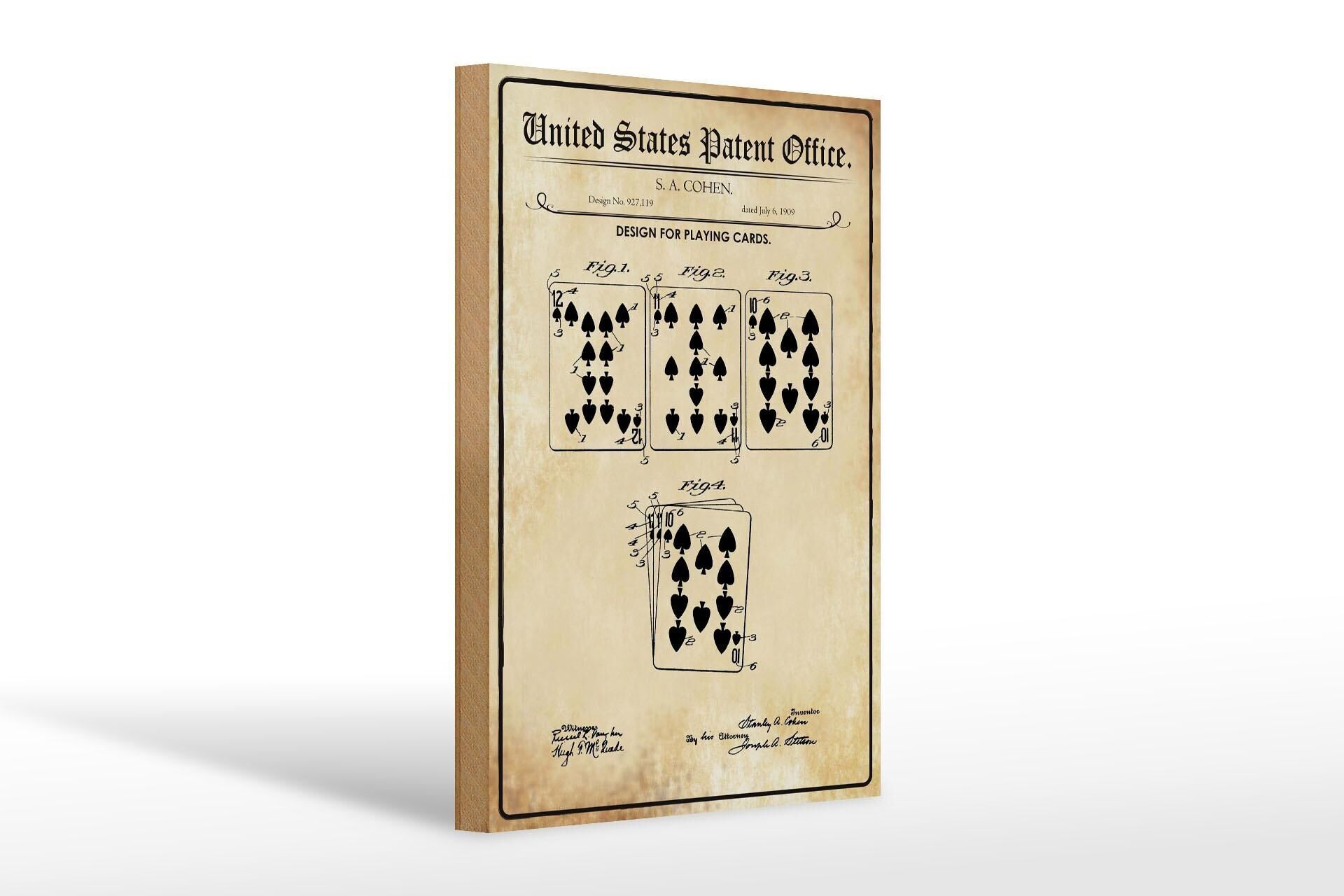 Wooden sign patent 20x30 cm design for a card game sign