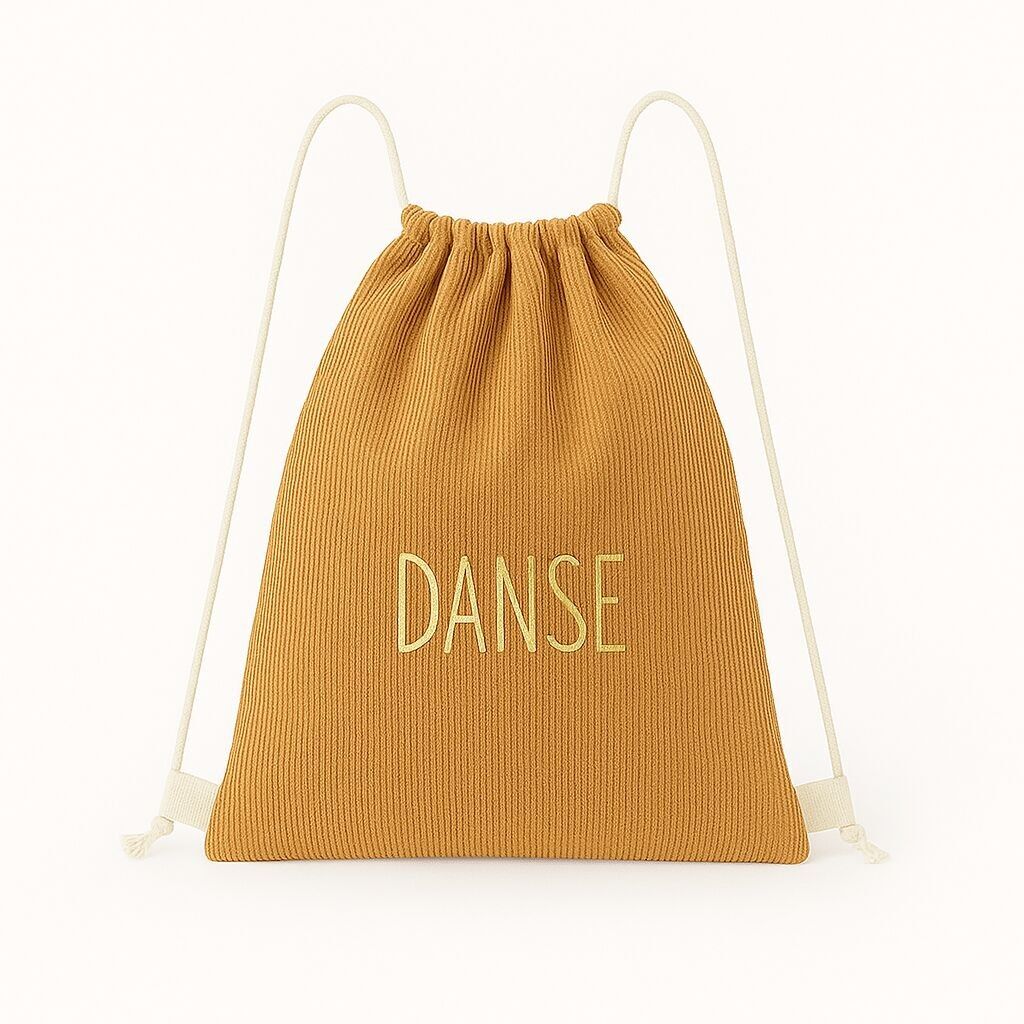 Sac à dos enfant personnalisable en velours côtelé camel à cordons