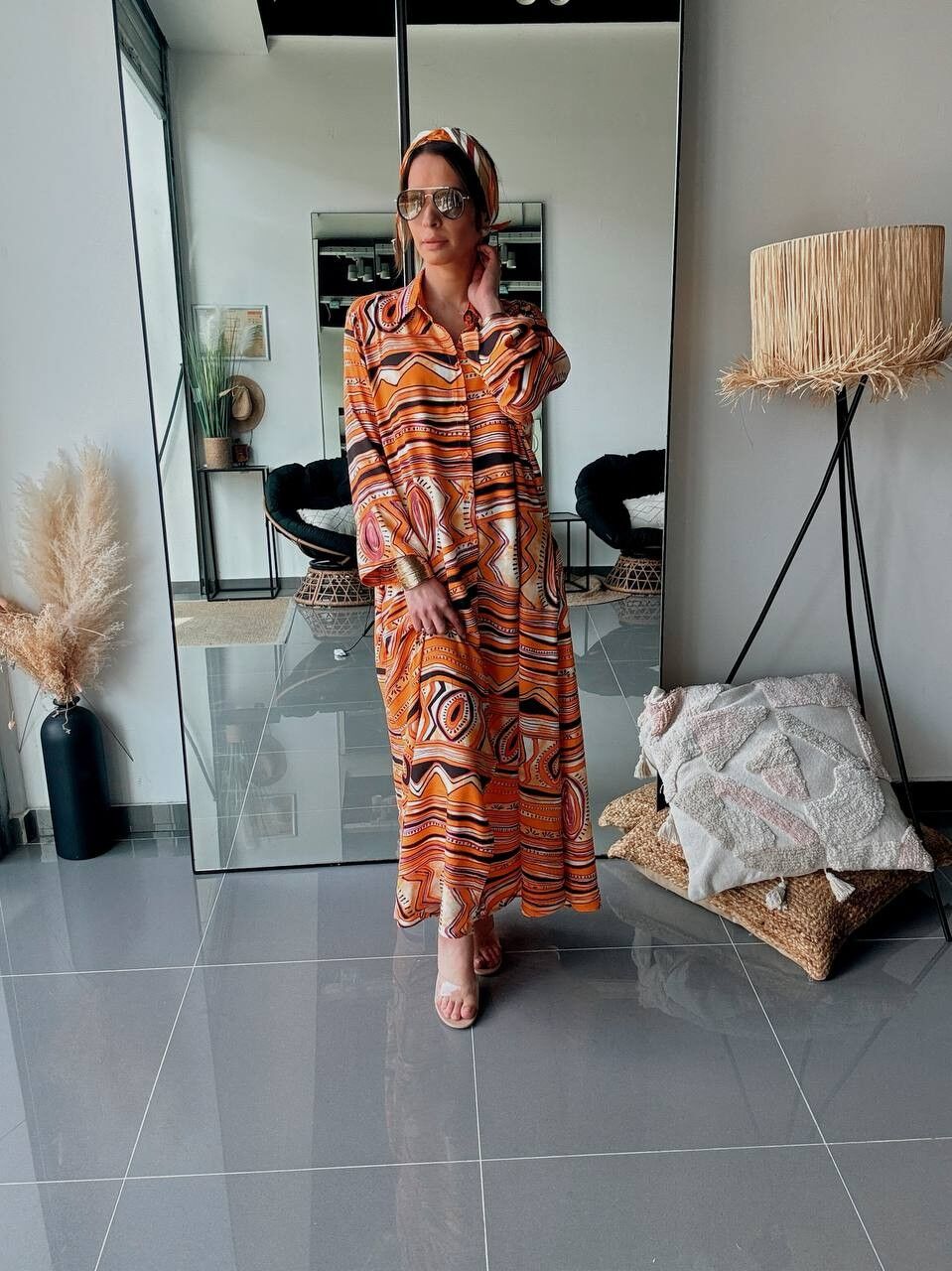 Bohemian Long Shirt Dress – Ethnic Print