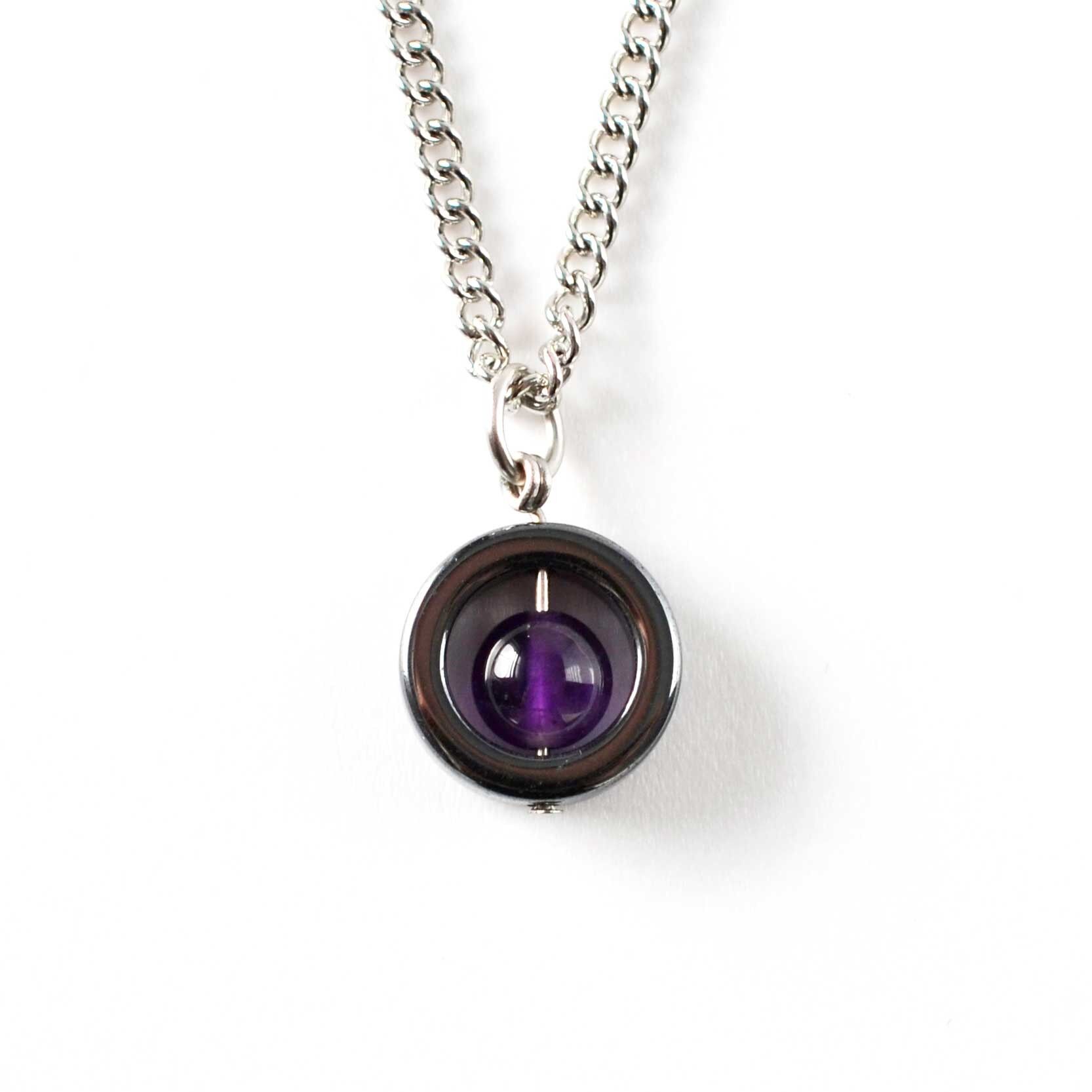 Amethyst-Edelstein-Spinner-Halskette, beruhigender hypoallergener Fidget-Schmuck für Damen