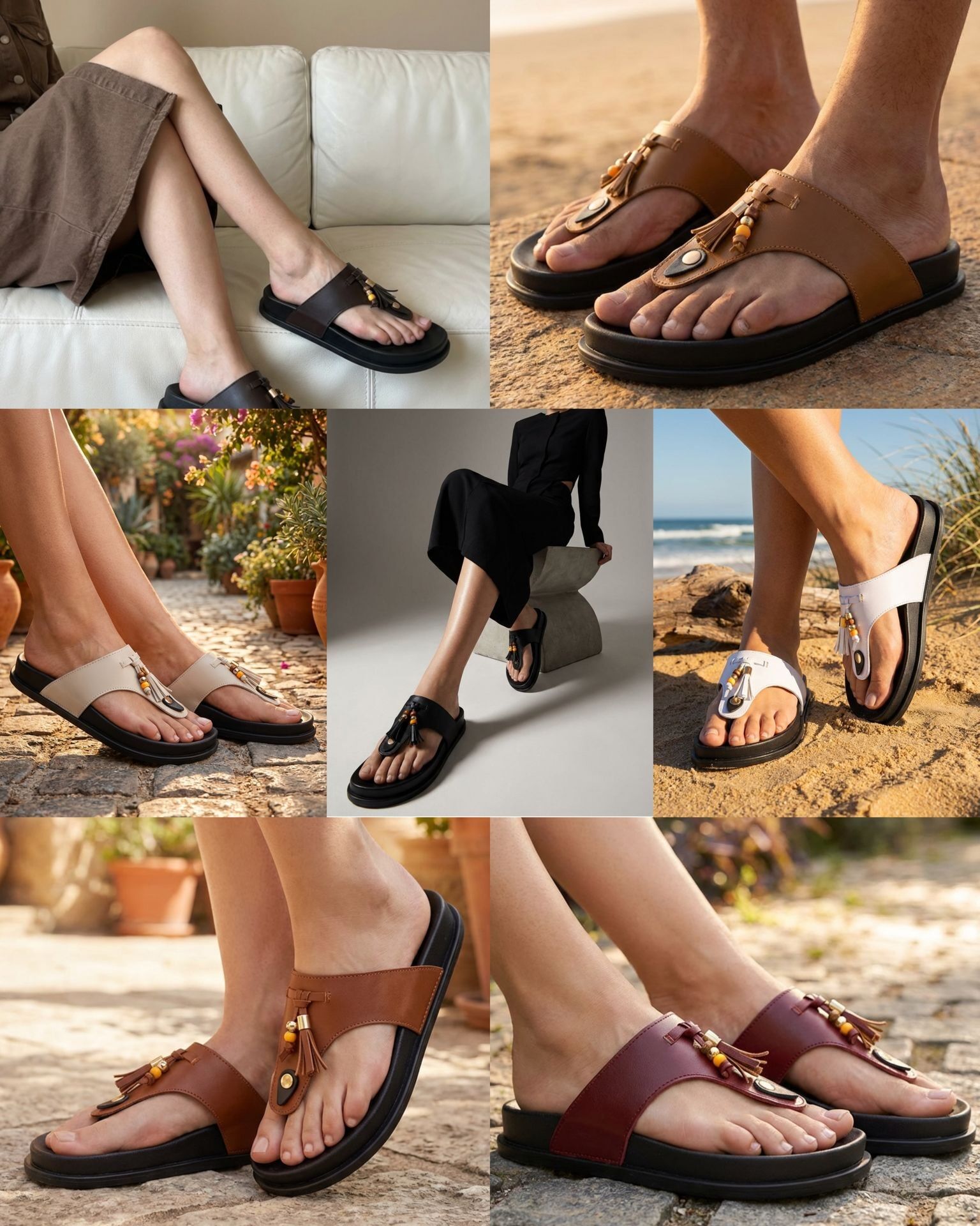 Wholesale Faux Leather Sandals with Tassel Detail (PACK OF 12 PAIRS UK3-UK8)