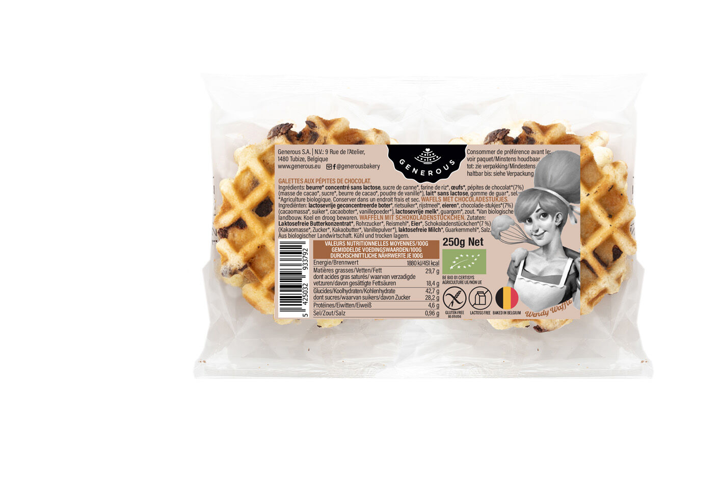 Wendy Gaufre aux pépites de chocolat - Gaufres sans gluten et sans lactose