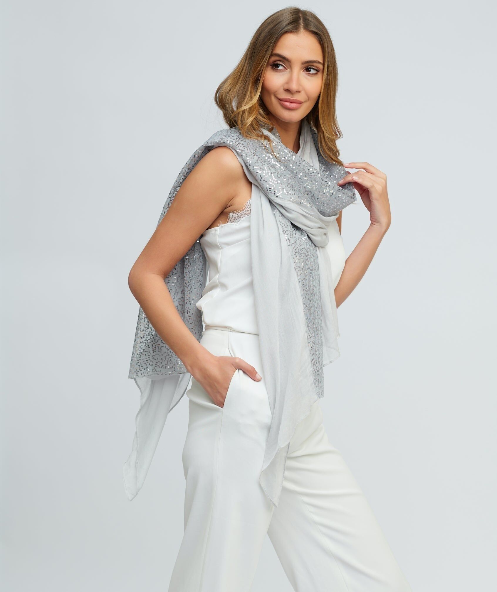 Chrystal Scarf - Silver
