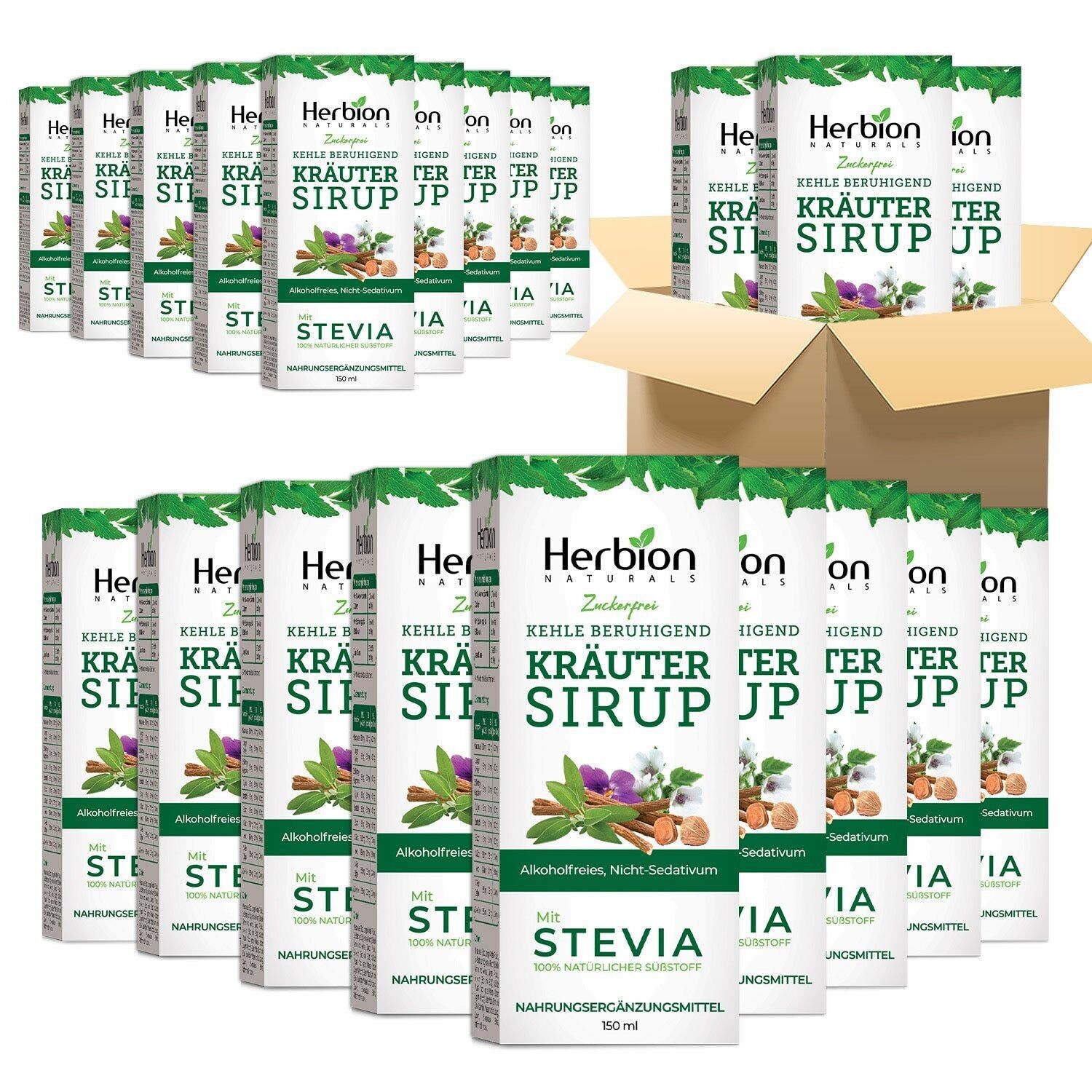Cough Syrup with Stevia Sugar-Free, 150 ML (Pack of 24 Bottles)