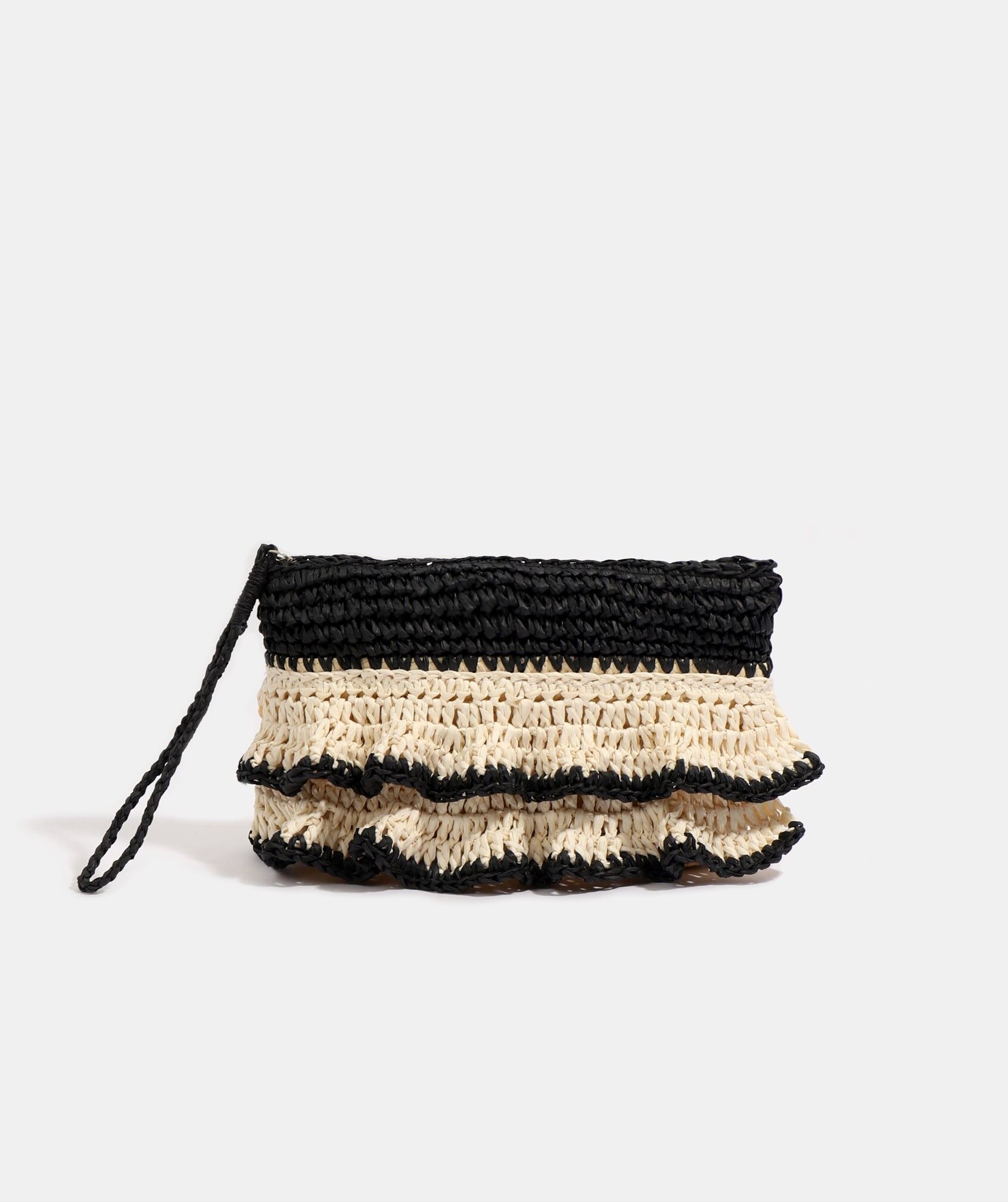 Saffira Clutch-Tasche – Sand/Schwarz