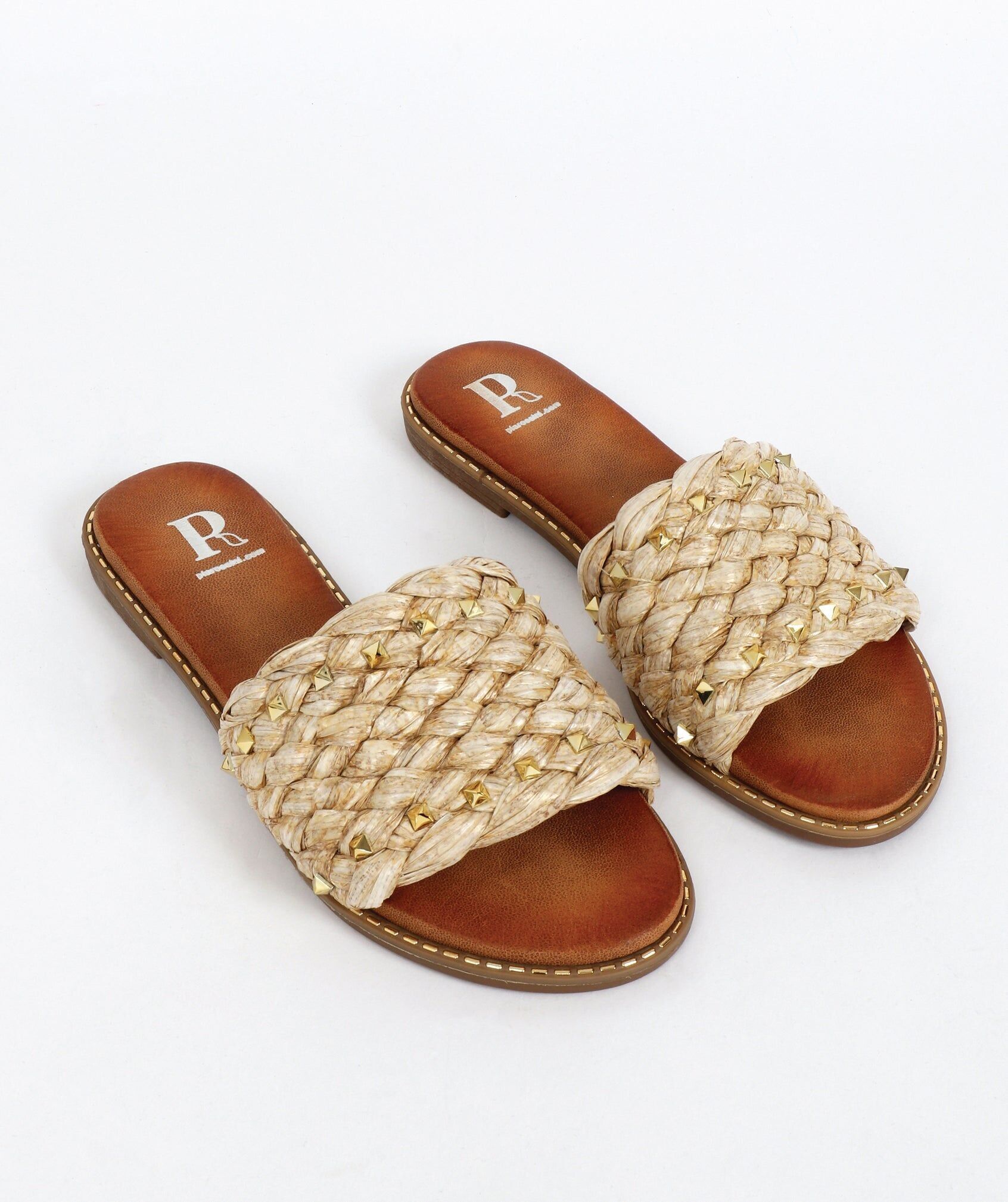 Sol - Verzierte Stroh-Mules-Sandalen