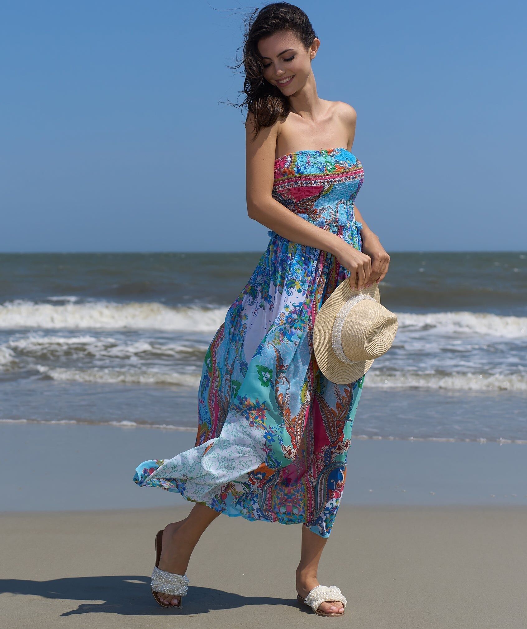 Cancun trägerloses Maxikleid - Türkis