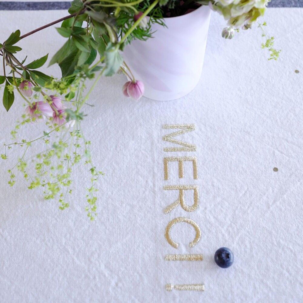 Merci White Gold Tea Towel 50 x 70