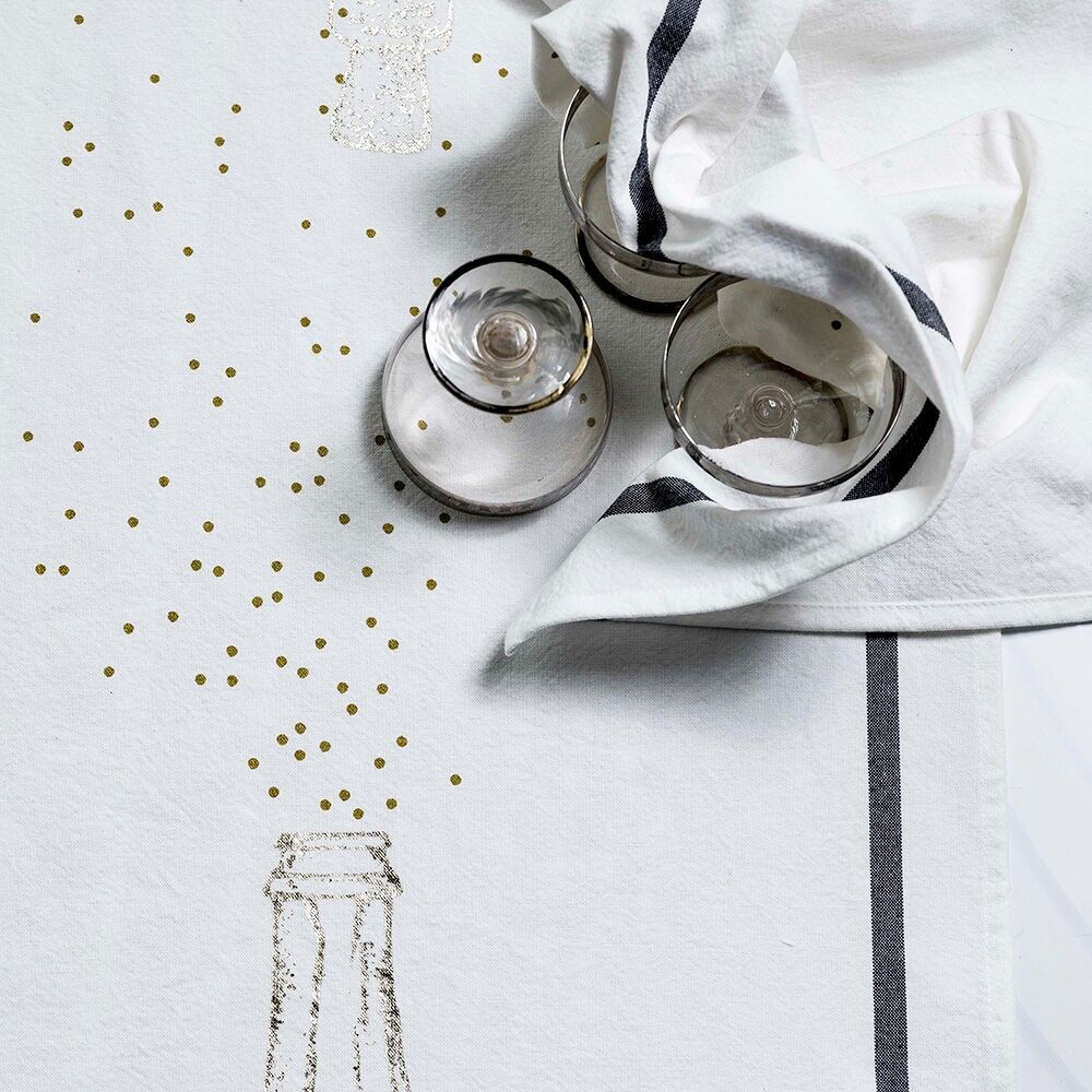 Party Tea Towel, Gold and White, 50 x 70