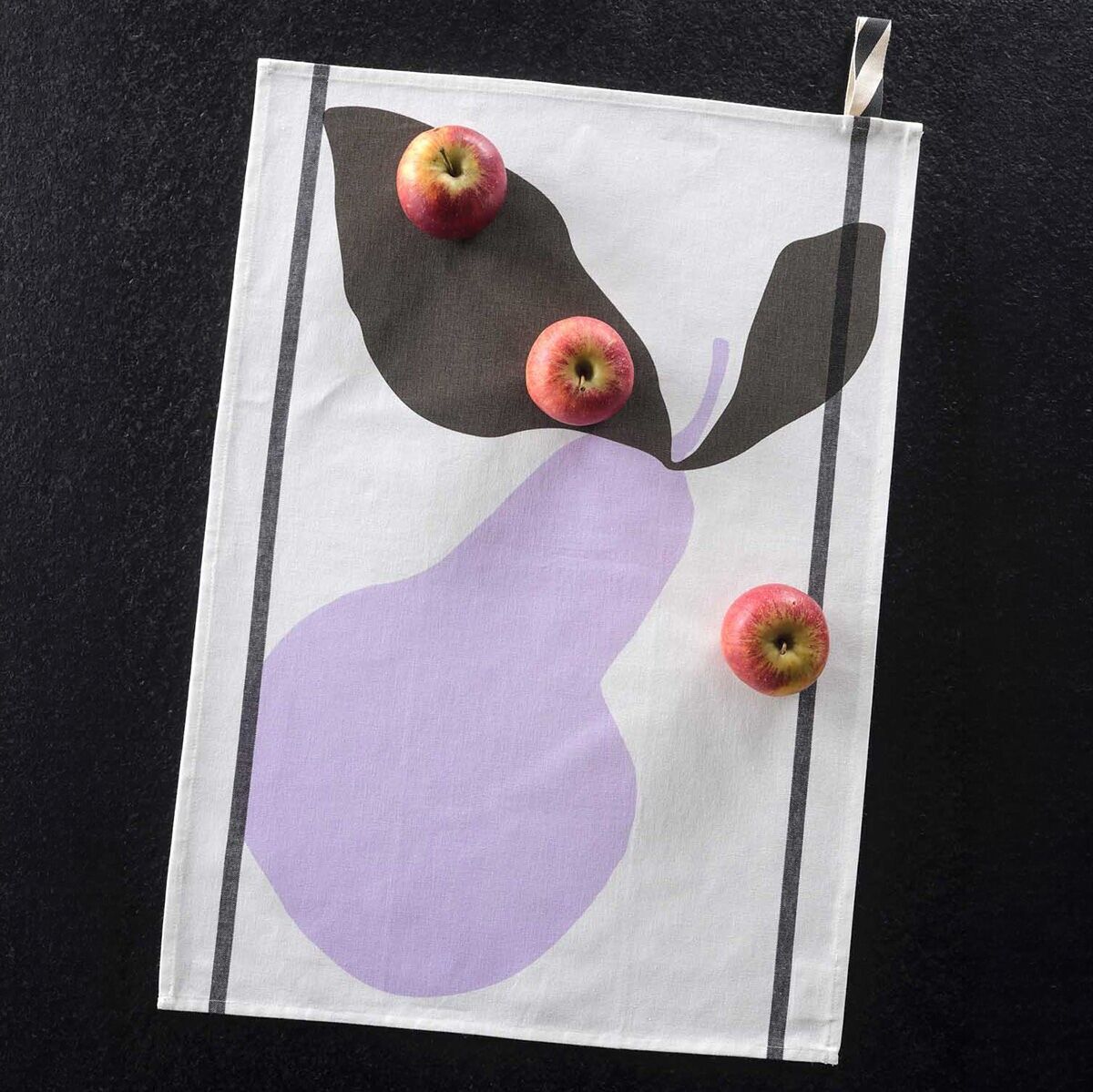 Pear Lilac White Tea Towel 50 x 70