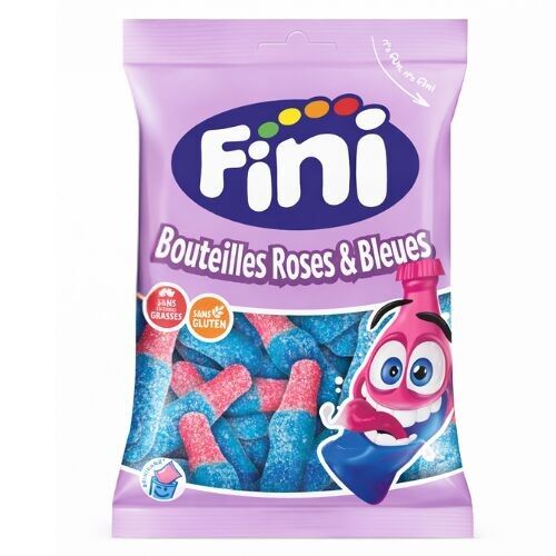 Boxes of 12 sachets of 90g Pink and Blue Bottles Fizz Halal Fini