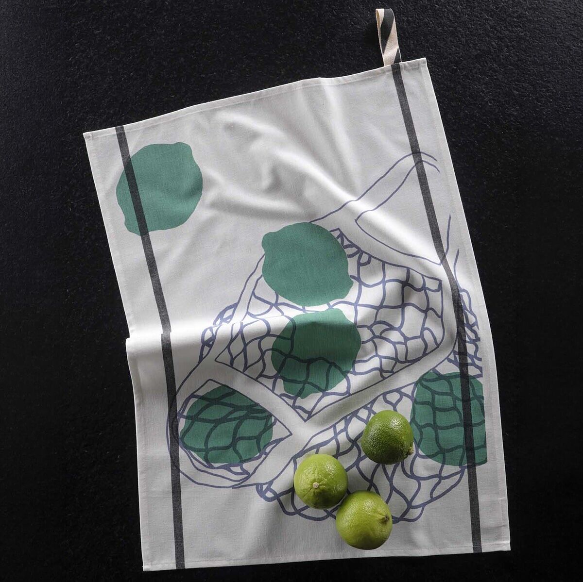 Lime and White Mesh Tea Towel 50 x 70