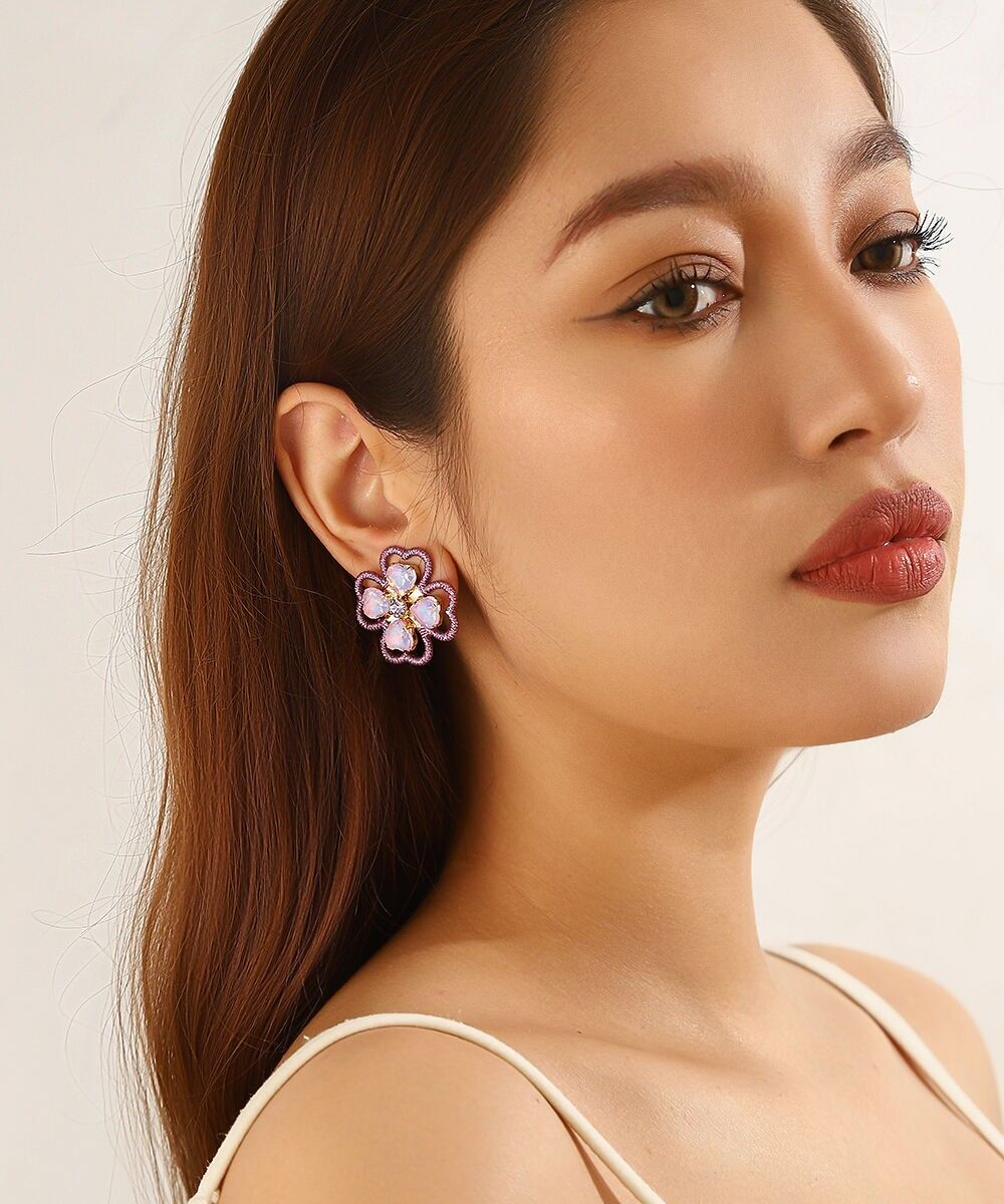 Boucles d’oreilles clips strass cœur – 26PEBOL030