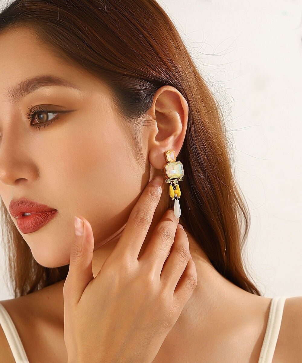 Boucles d’oreilles clips strass pampilles - 26PEBOL032