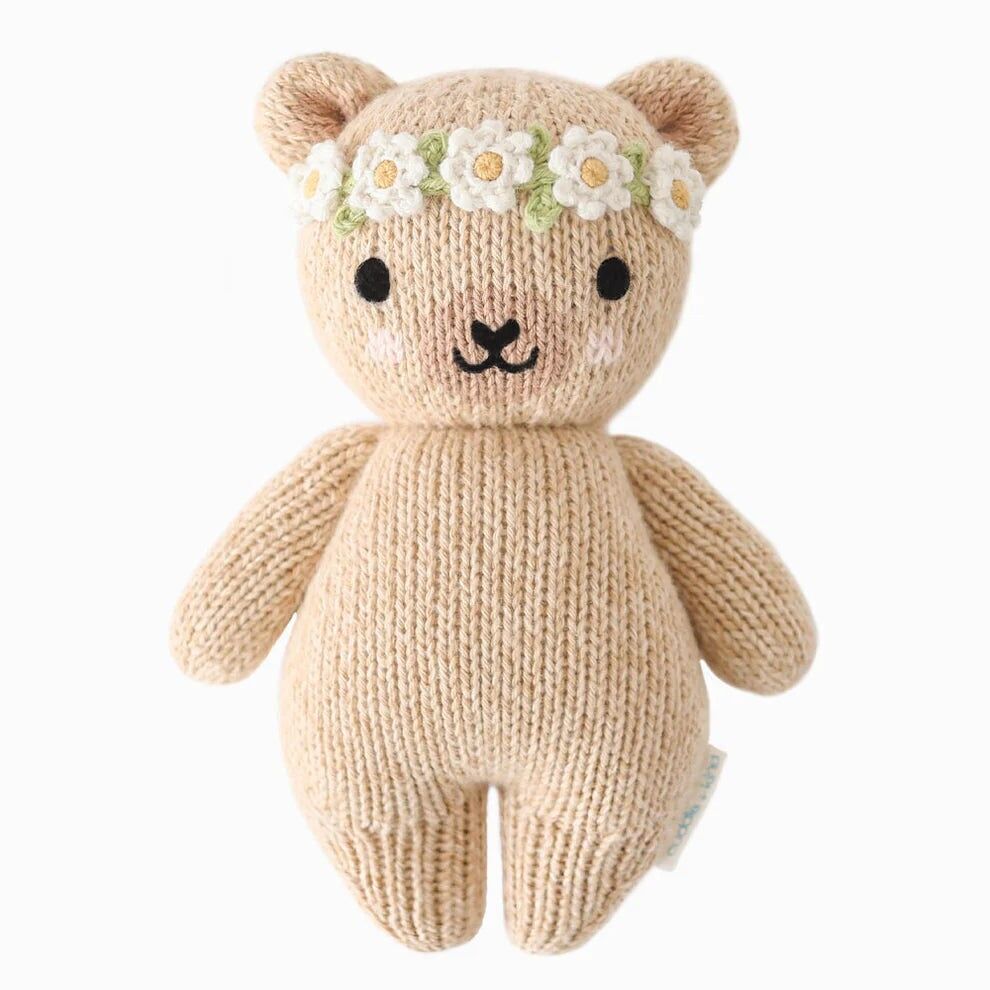 cuddle+kind - Baby Animal Collection - Honey Bear - Floral Crown - Ivory
