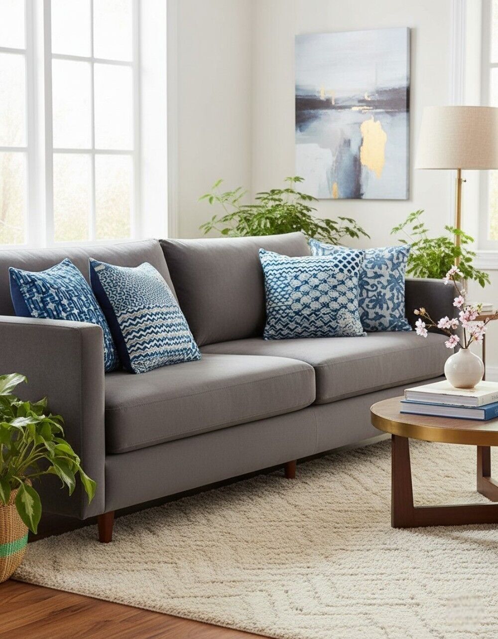 Ethnic blue and light blue cushion cover 40x40