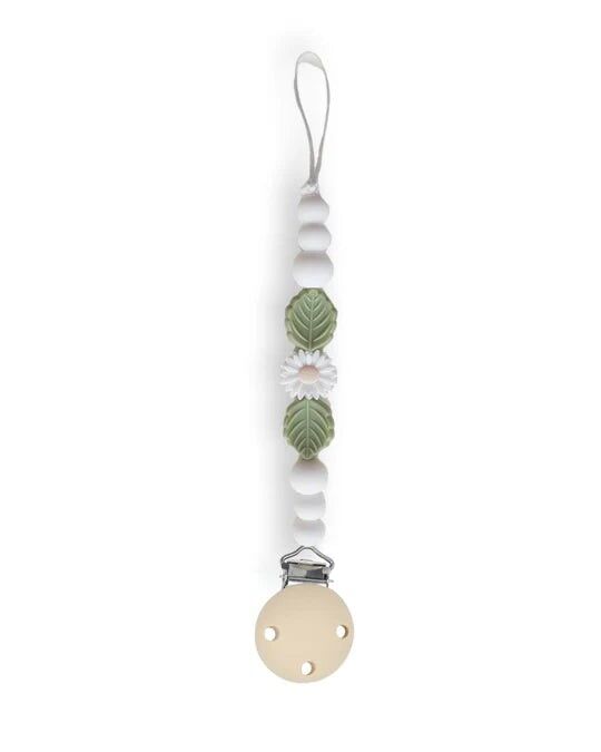 Chewies&more - Silicone Pacifier Teething Clip - Daisy - White