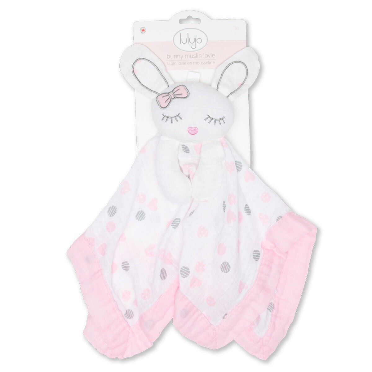 Lulujo - Cotton Muslin Lovey - Pink Bunny