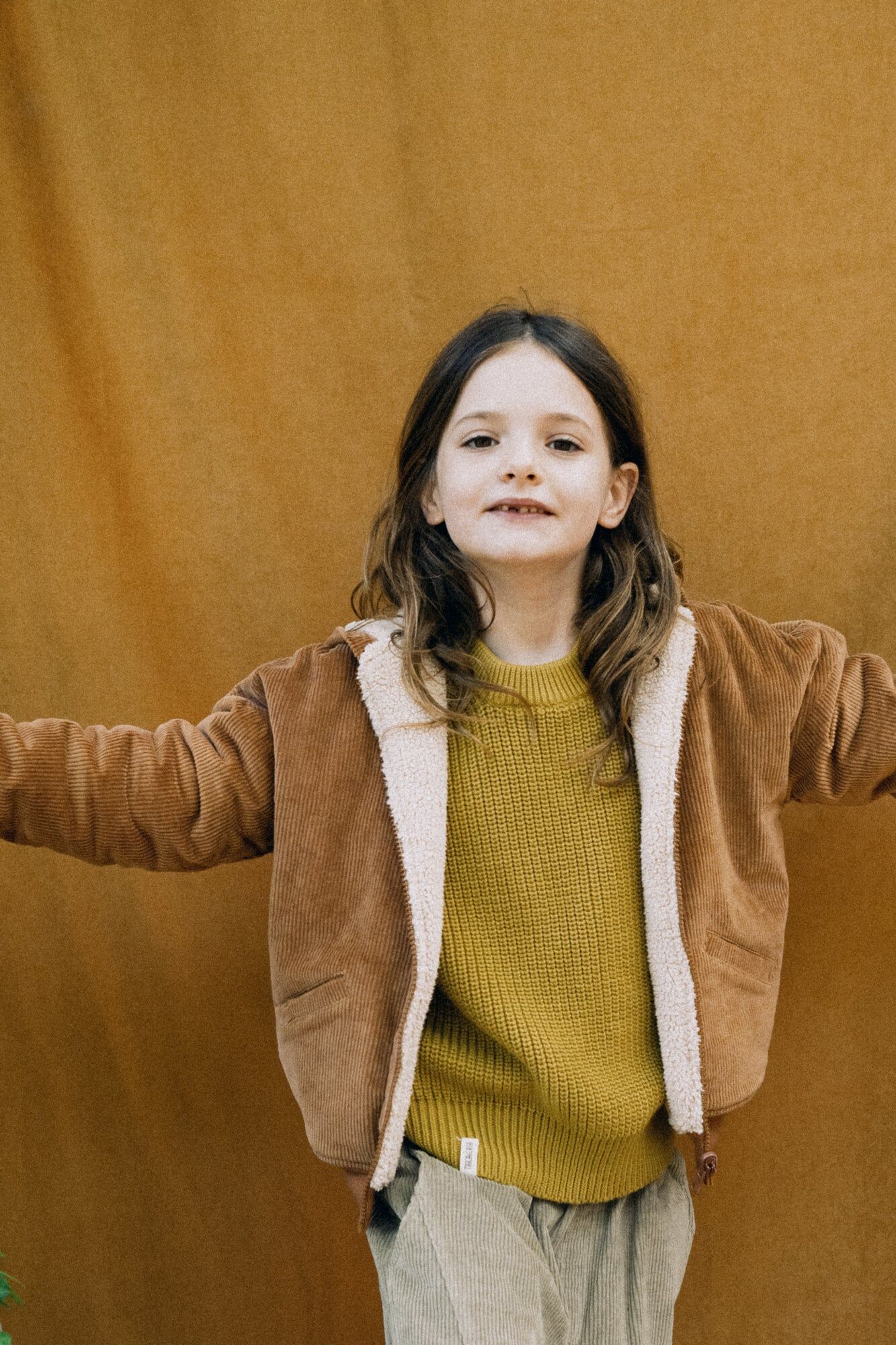 Organic Reversible corduroy & sherpa jacket in Terracotta