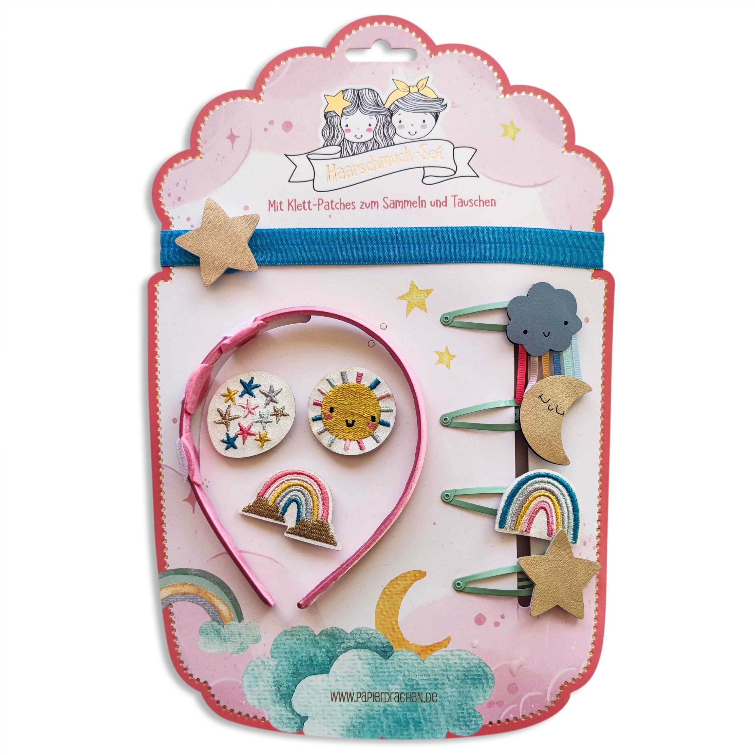 Paper Dragon Hair Accessory Set - Headband with Patches - Rainbow