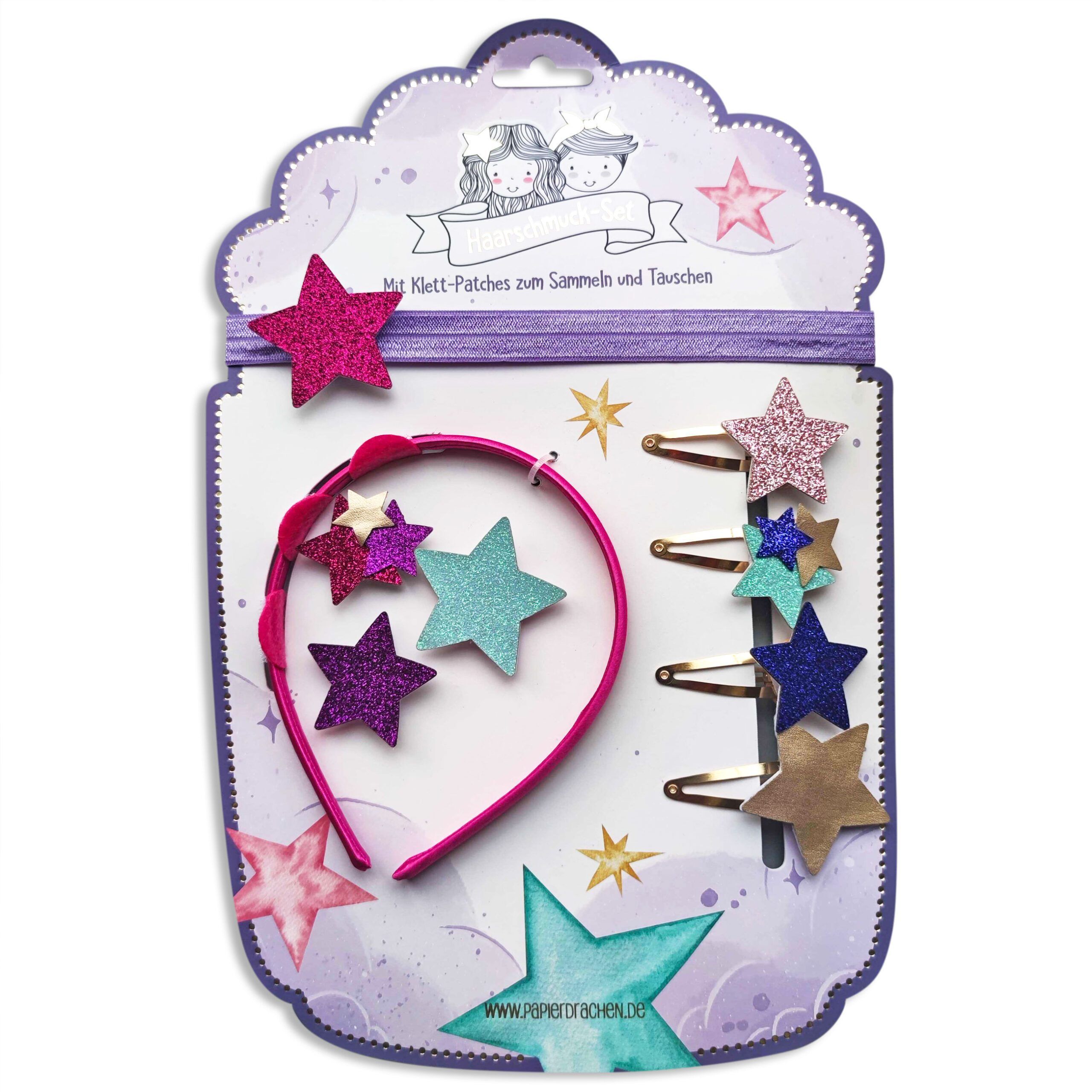 Paper Dragon Hair Accessory Set - Headband with Patches - Stars