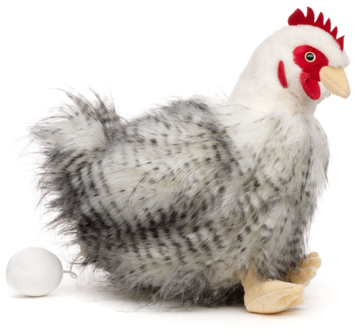 Hen, sitting - With egg - 25 cm (height) - Keywords: farm, rooster, hen, chick, plush, plush toy, stuffed animal, cuddly toy