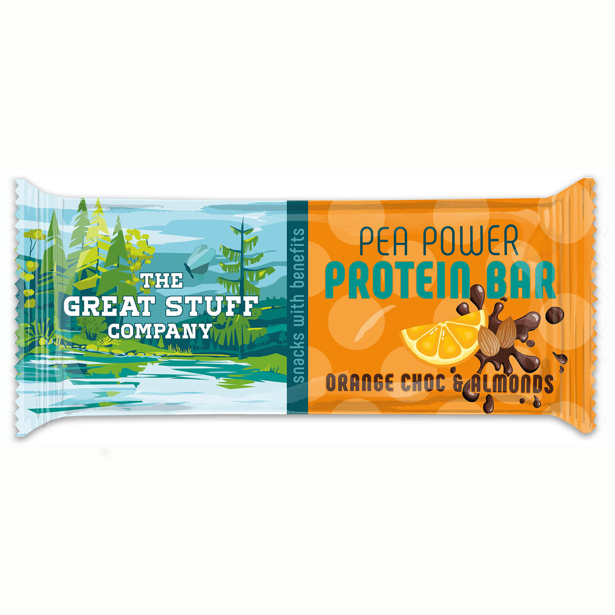 Pea Power Proteinriegel – Orange-Schokolade mit Mandeln und Protein-Crispies – 12 Riegel