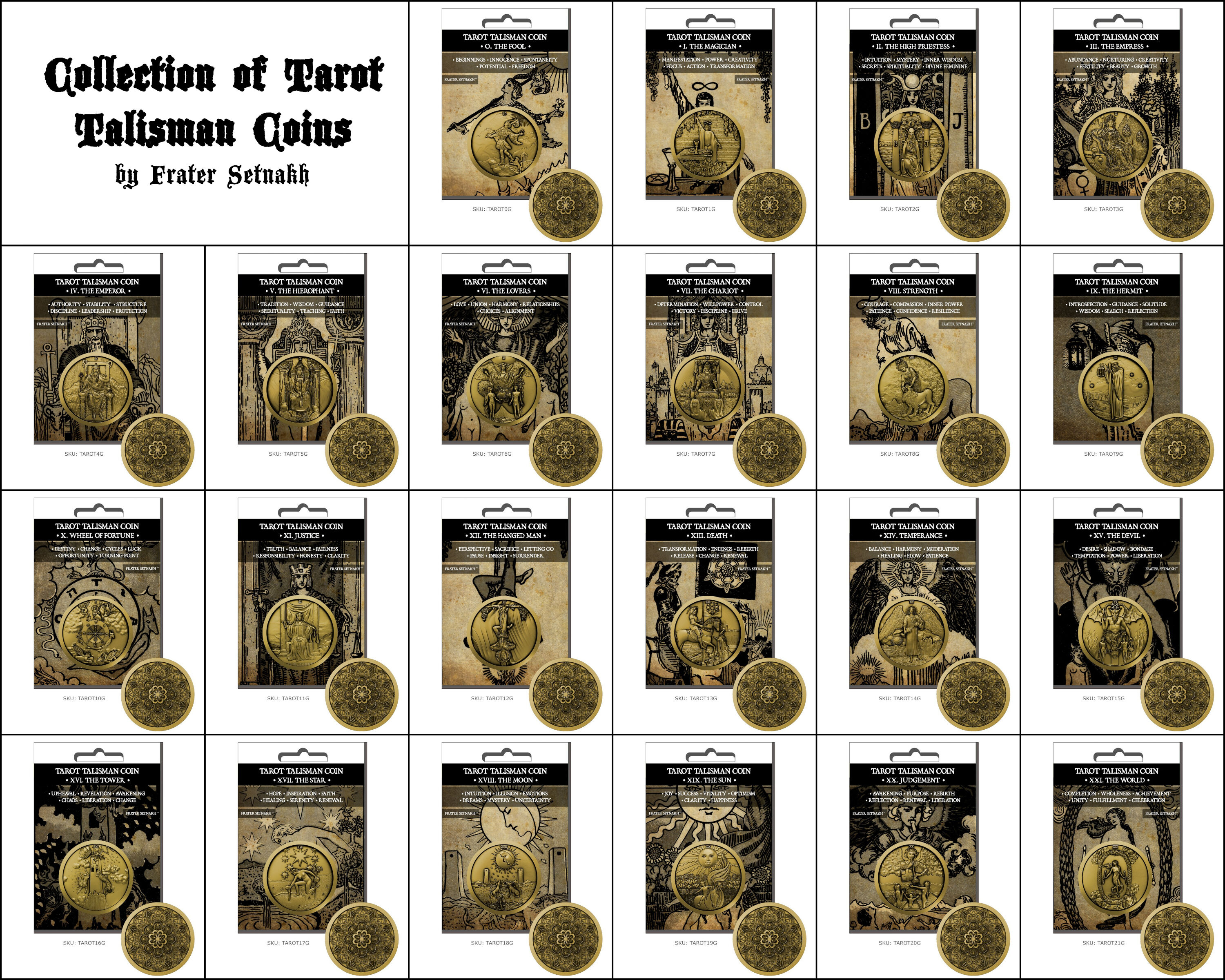 22 Tarot Talisman Coins – Mix Your Coins – Choose What You Sell (Suggested Retail Price 10 EUR / coin) ✨ Metal Divination Talisman Coins for Tarot Readers