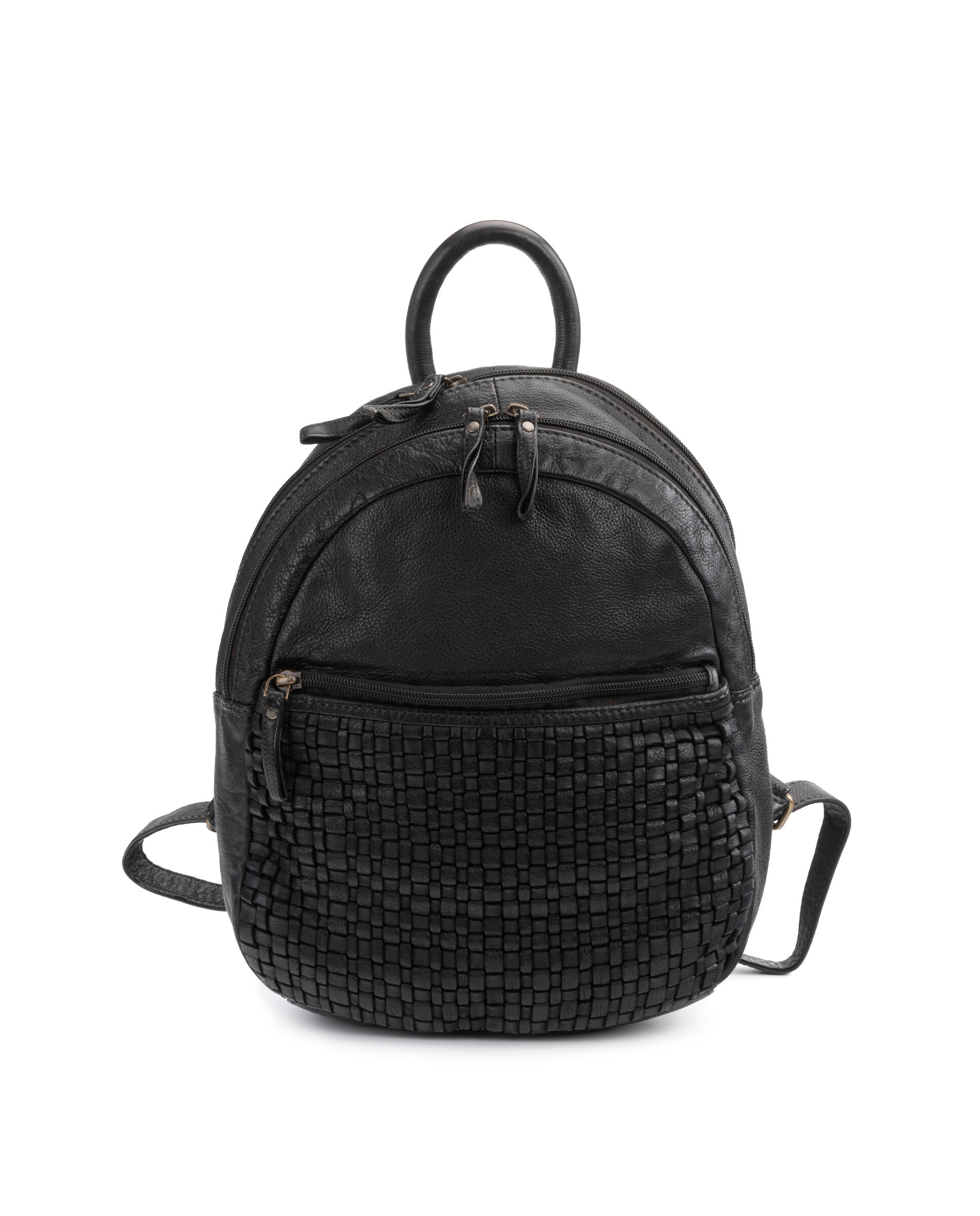 STAMP 551 backpack in washed braided leather, Trena collection
