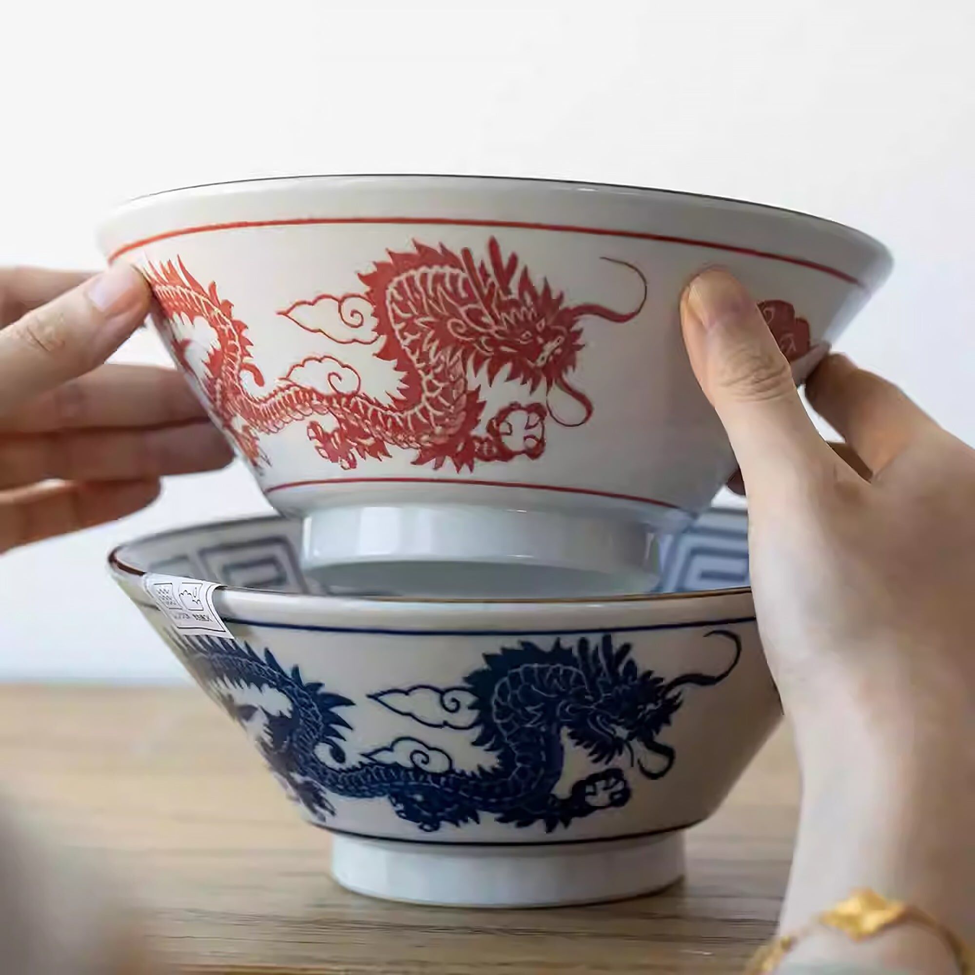 Minoyaki-Ramen-Schale (japanische Ramen-Schale) mit Drachenmotiv