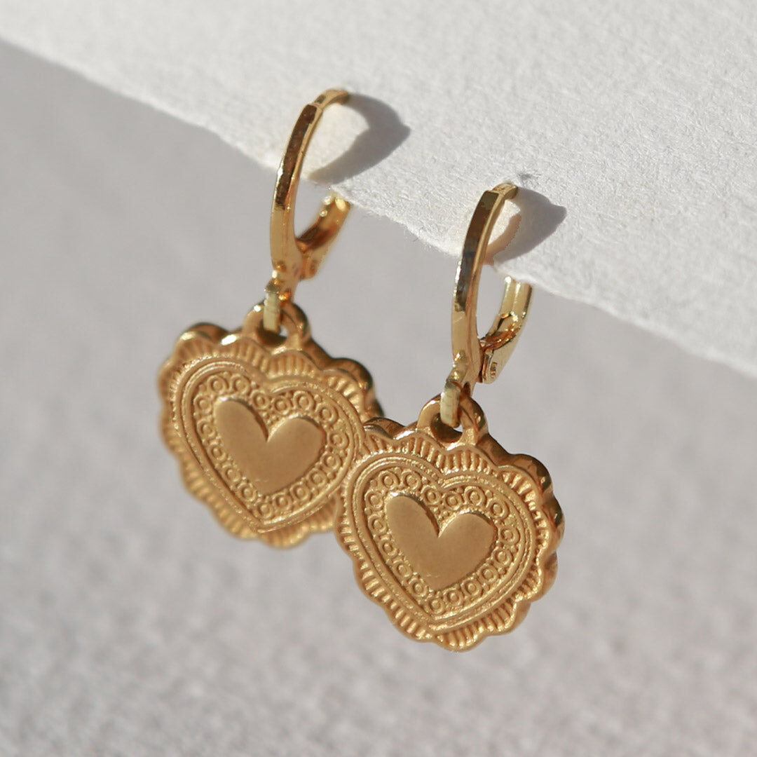 Gold heart earrings