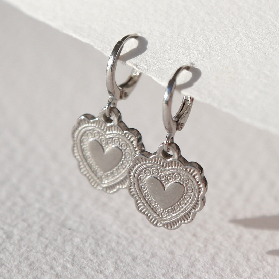 Silver heart earrings
