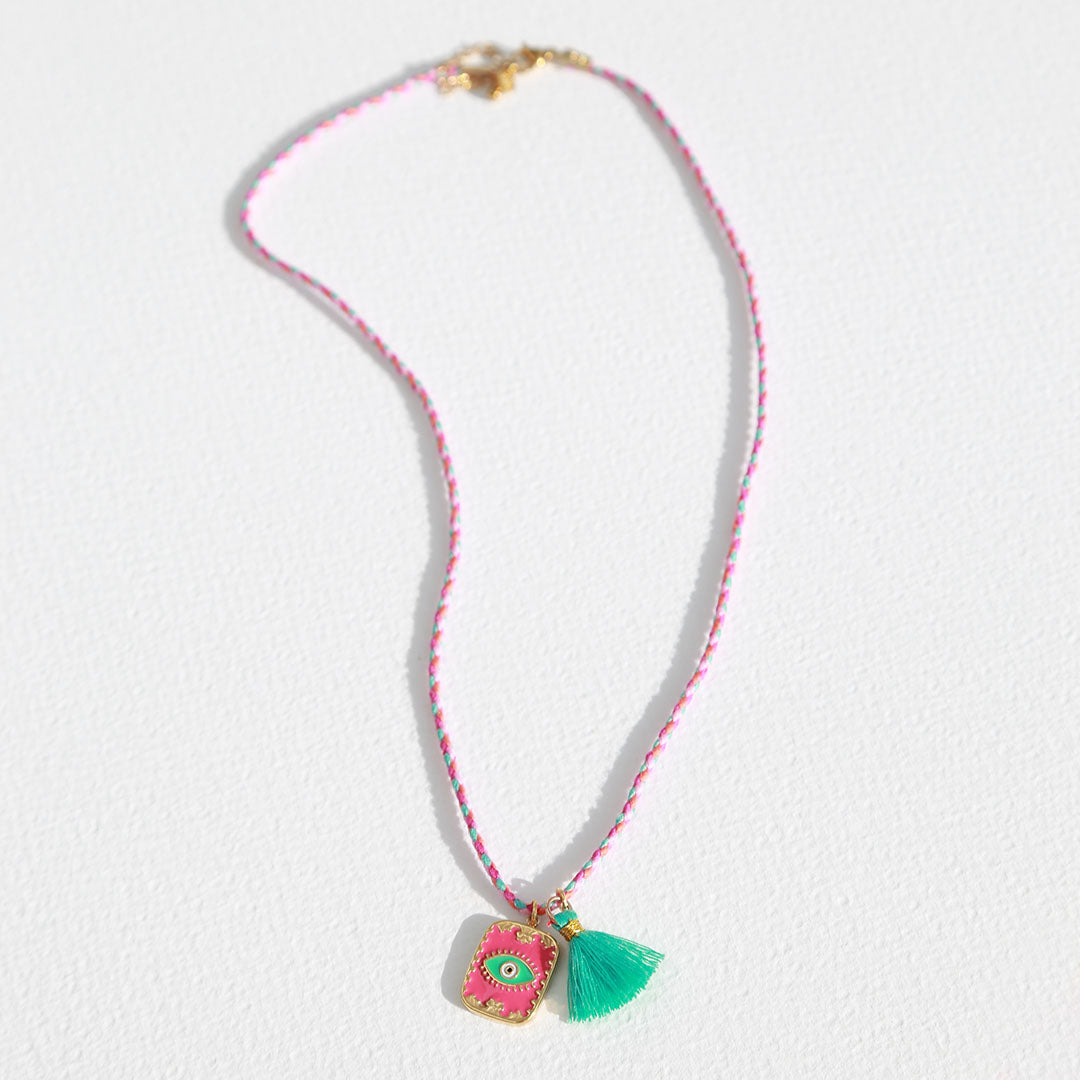 Pink eye necklace