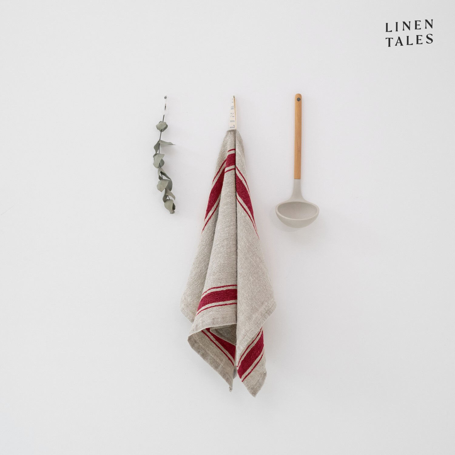 Red Stripe Vintage Linen Kitchen Towel