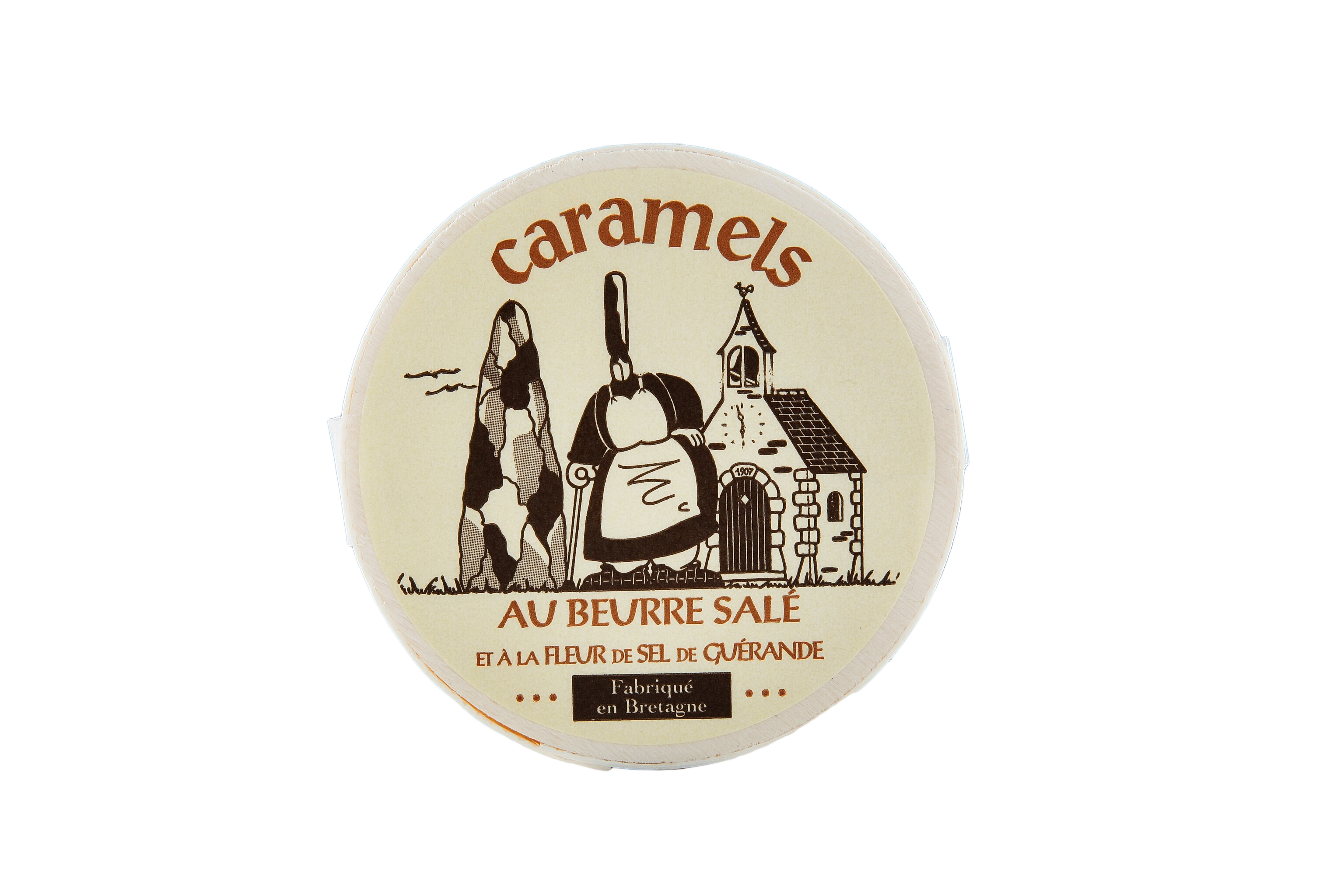 Soft caramel candies - Round wooden box - "Mam Goudig" range - 180g