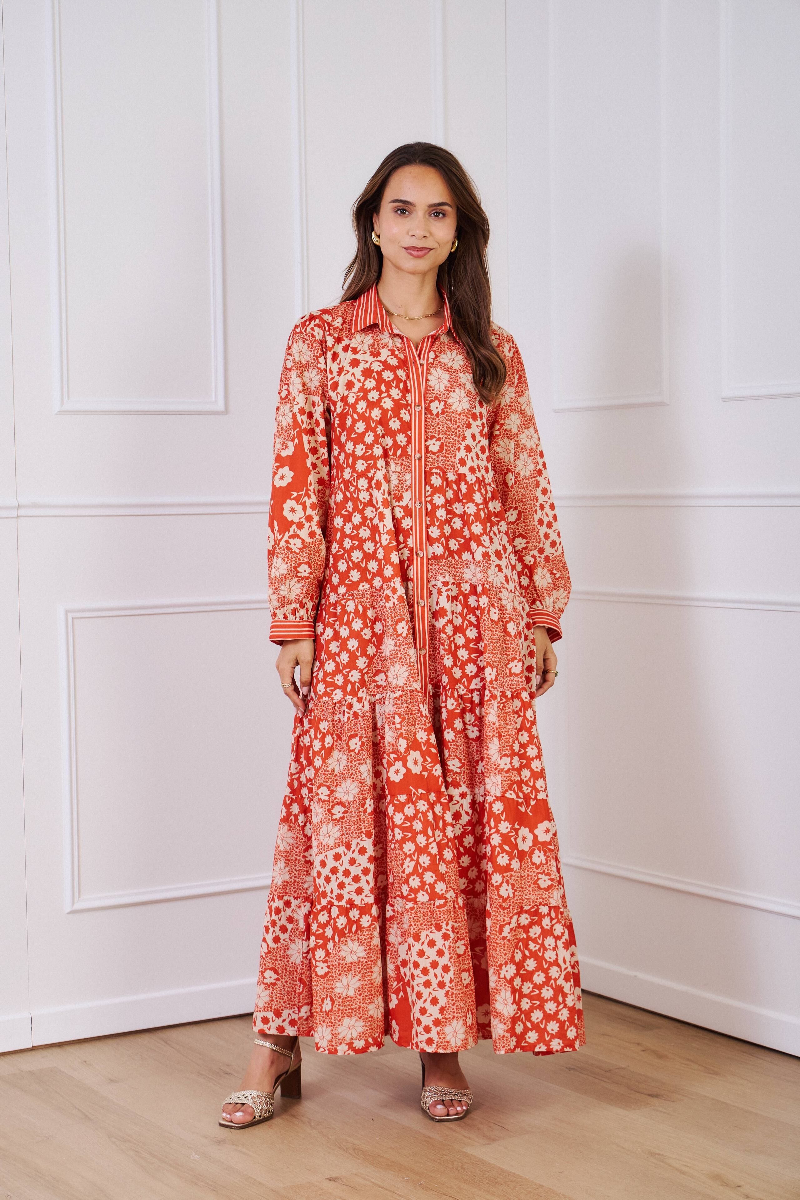 Maxi bohemian dress in printed cotton - One size