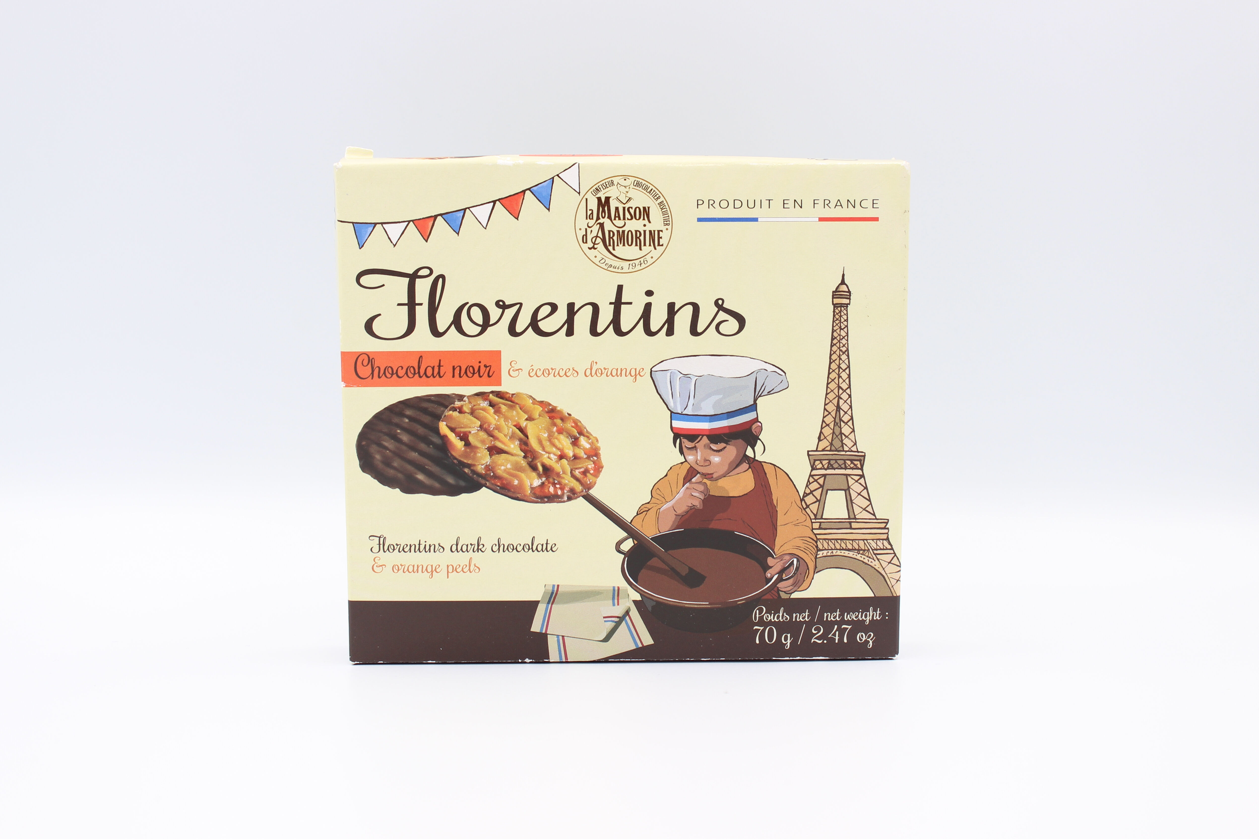 Dark chocolate Florentines - 70g box - "Tricolour" range
