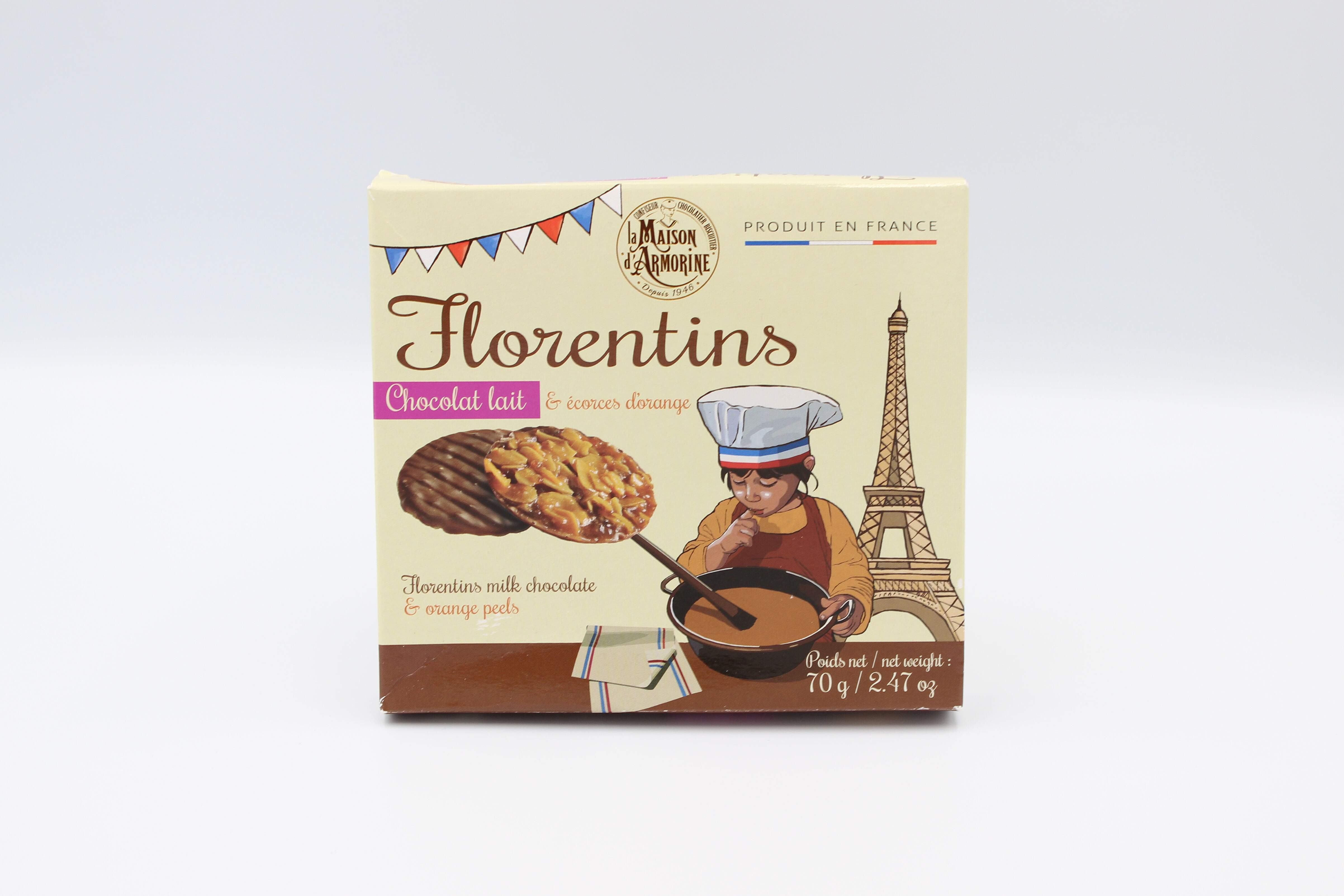 Milk chocolate Florentines - 70g box - "Tricolour" range