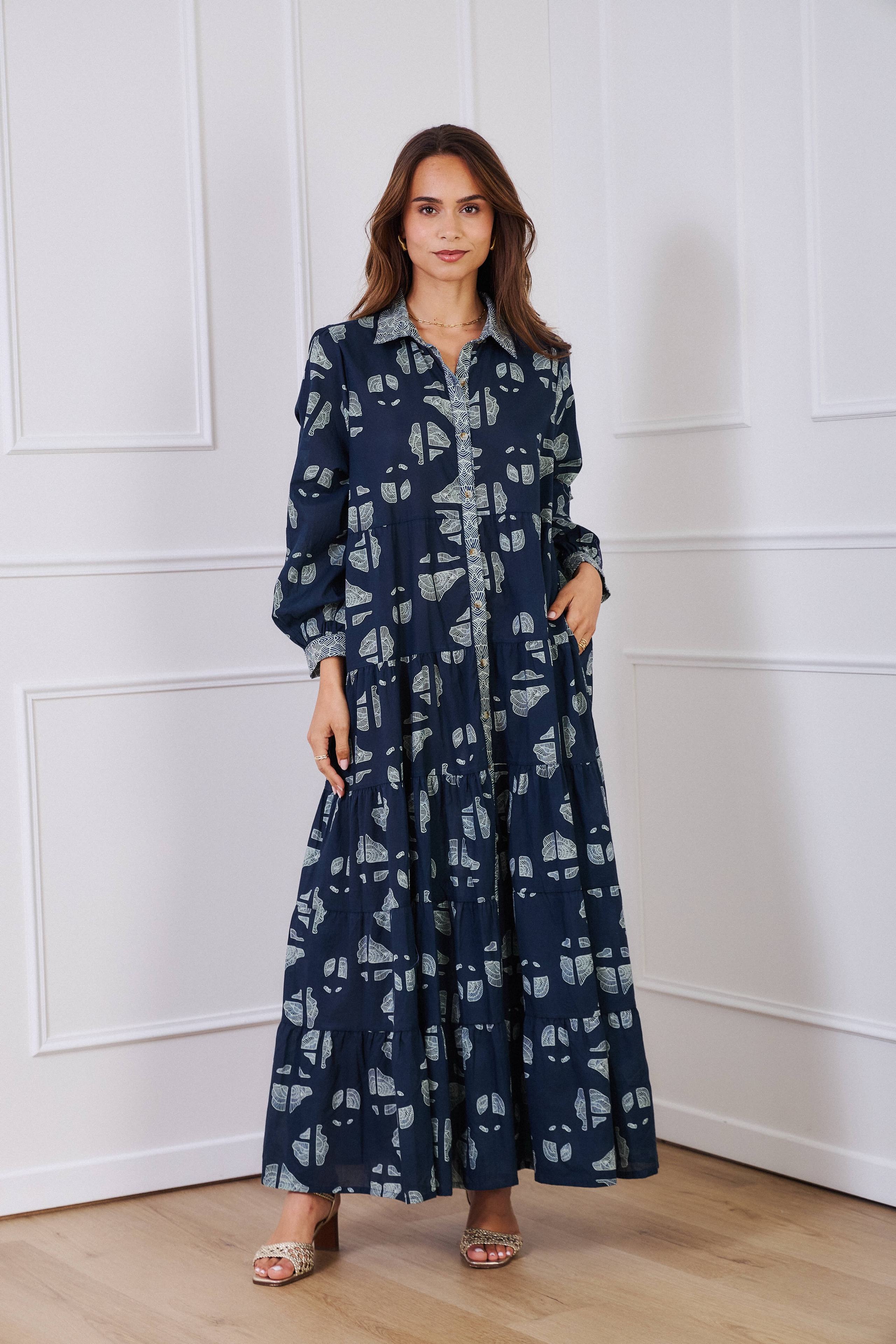 Maxi bohemian dress in printed cotton - One size