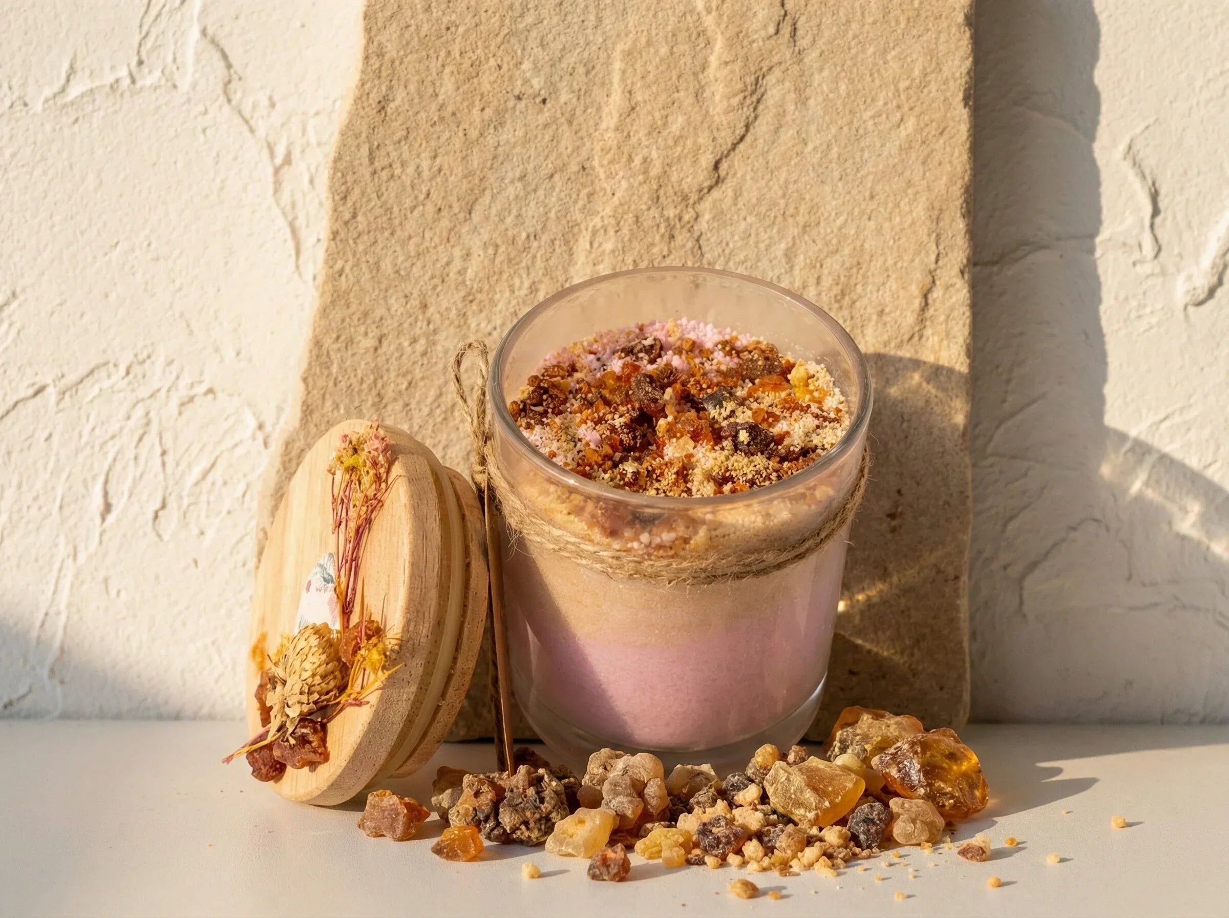 Handmade Myrrh & Amber Sand Candle - Grounding & Meditation