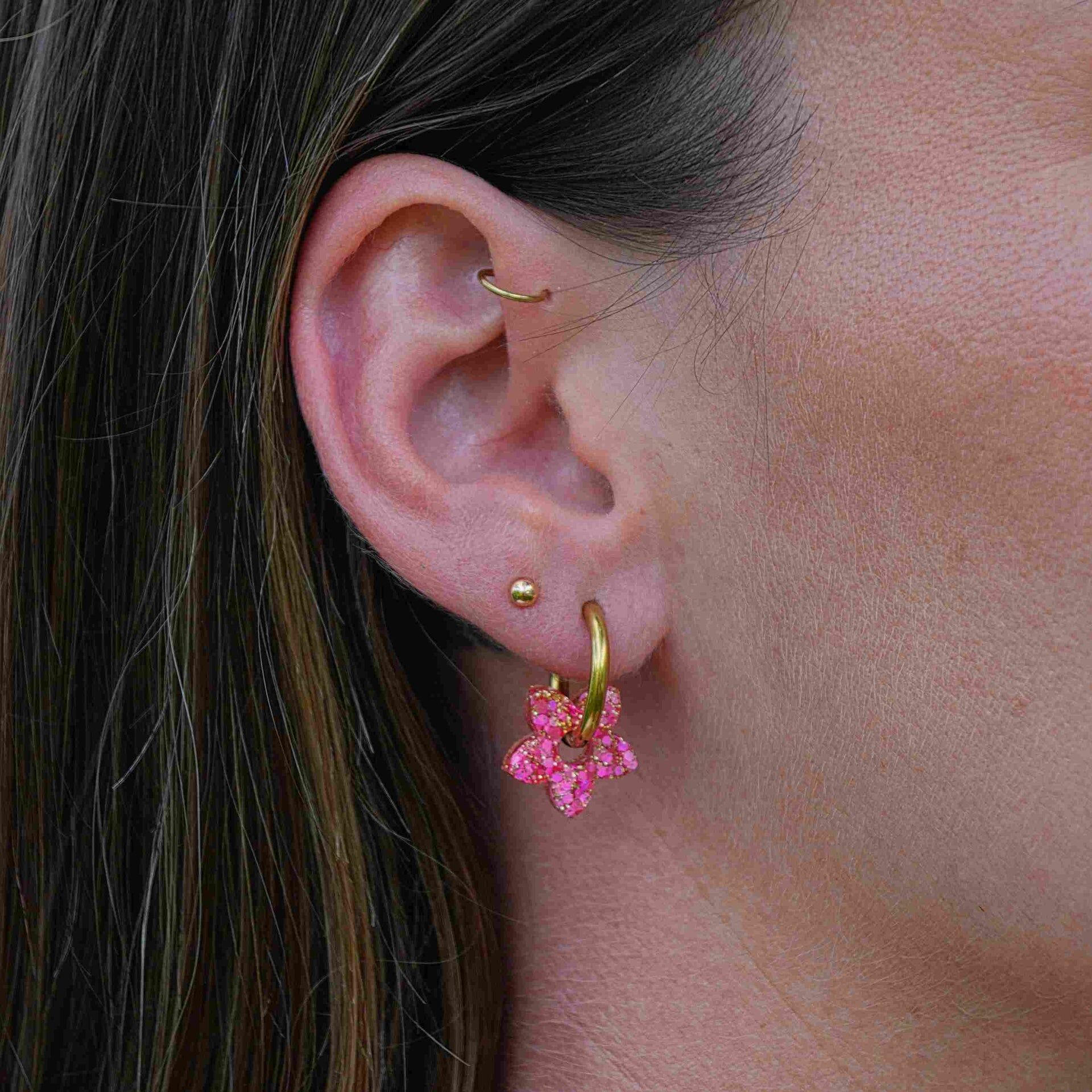 Créoles Mini Tiaré Mix Rose Rouge