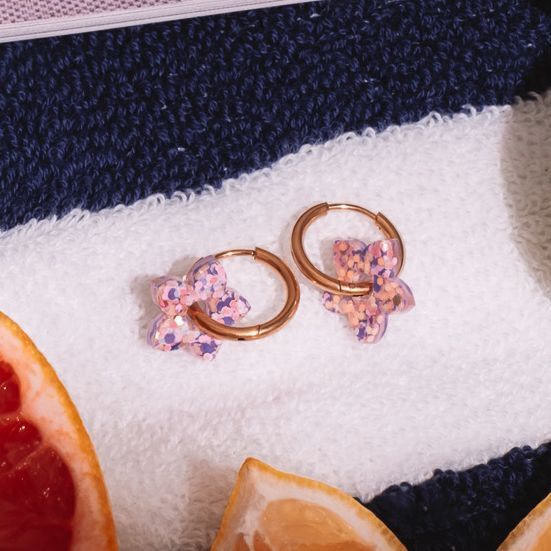 Créoles Mini Tiaré Mauve Orange