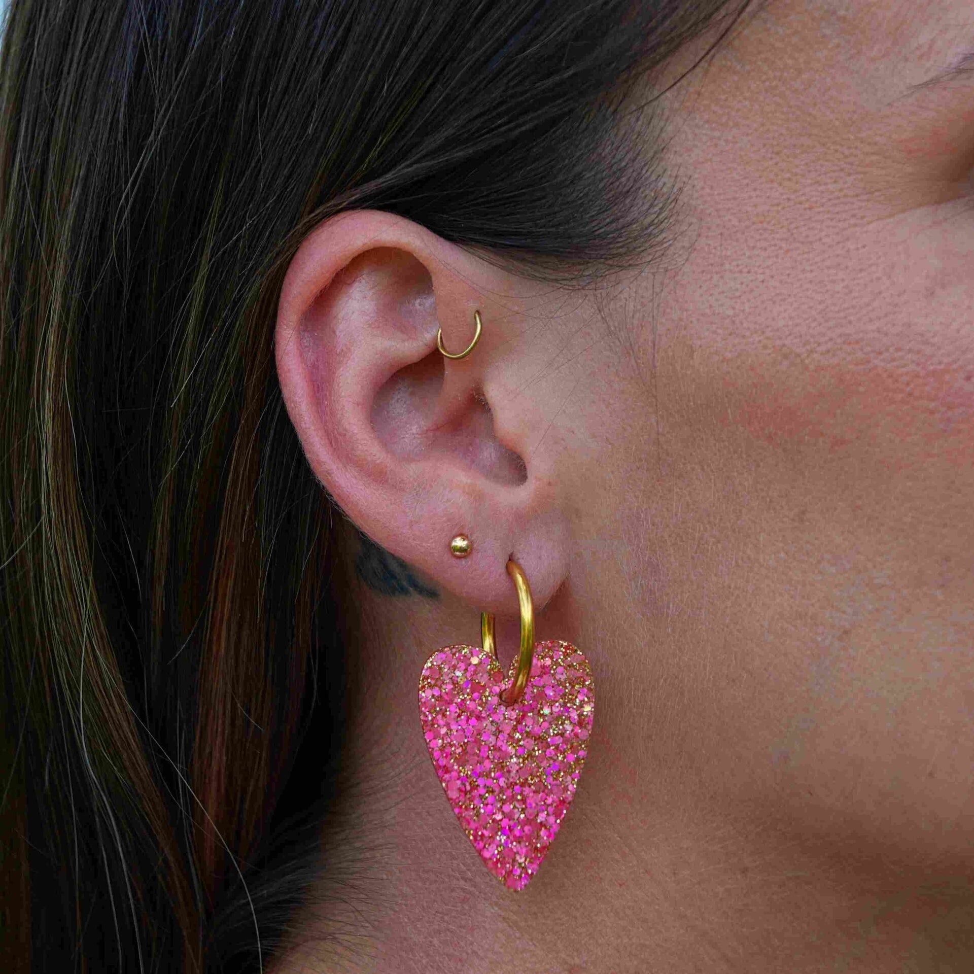 Boucles d'oreilles Cœur Mix Rose Rouge