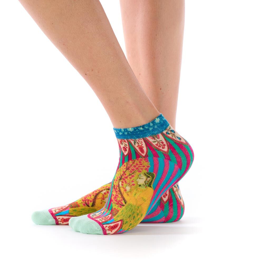 Floral print ultra-short ankle socks