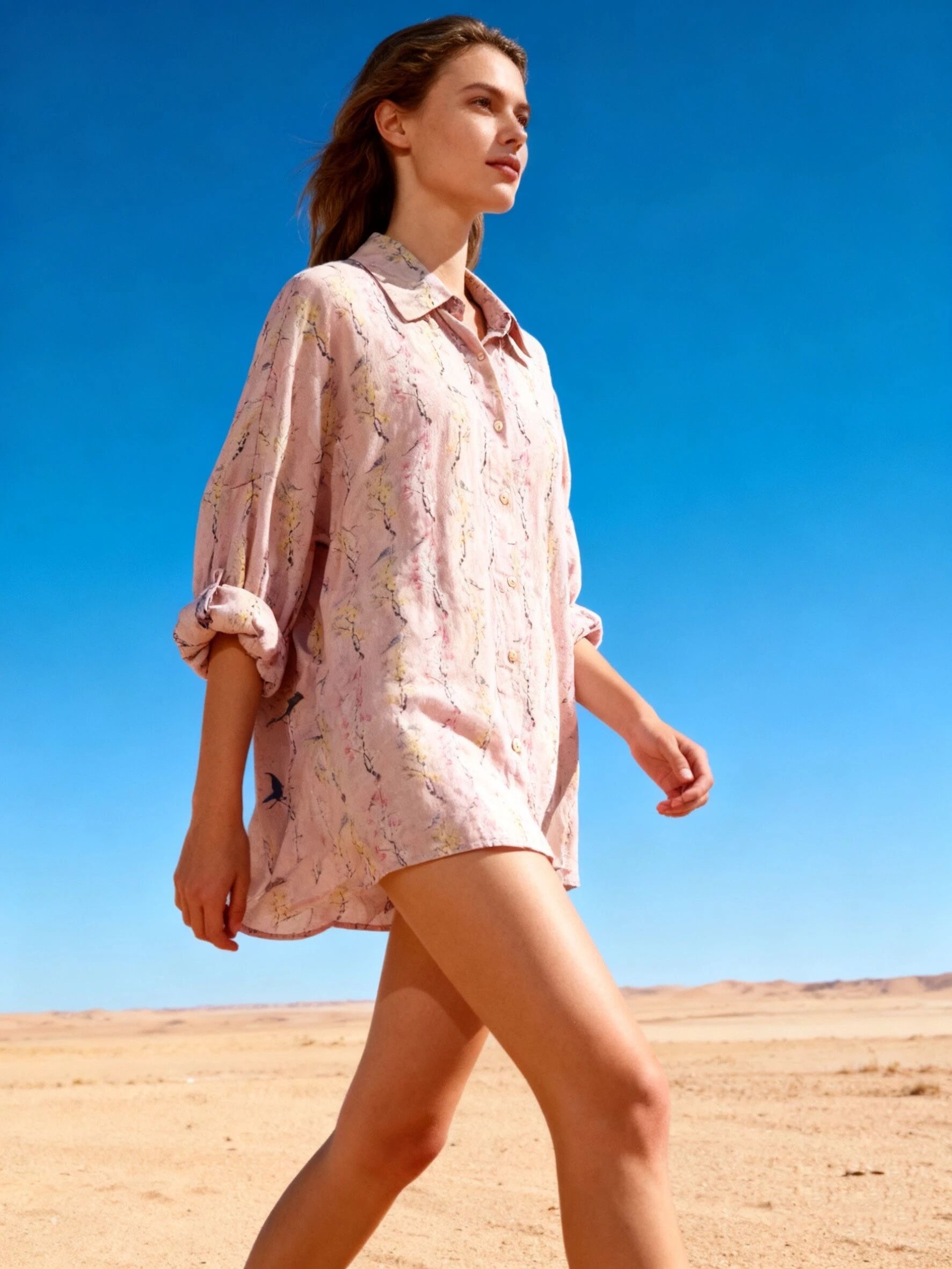 Flowy printed shirt, straight cut