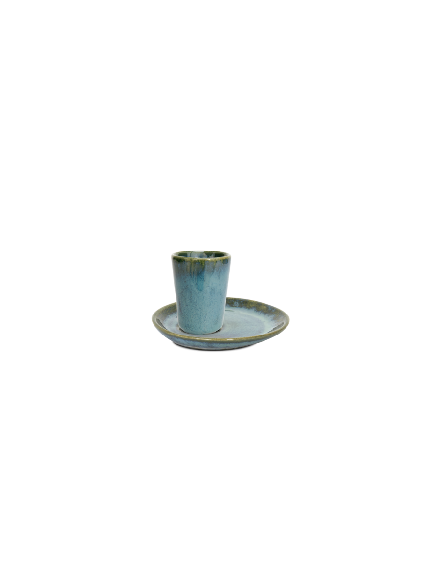 Amazonia ceramic espresso cup, green, with saucer | Portugal