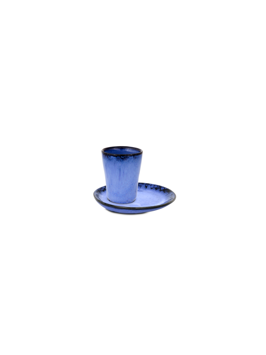 Amazonia ceramic espresso cup, blue, with saucer | Portugal