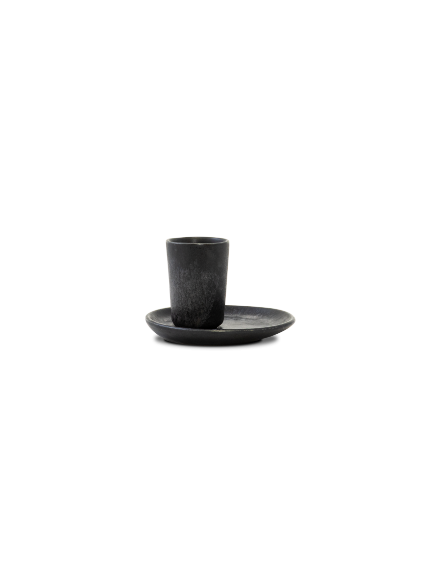 Amazonia ceramic espresso cup, black, with saucer | Portugal