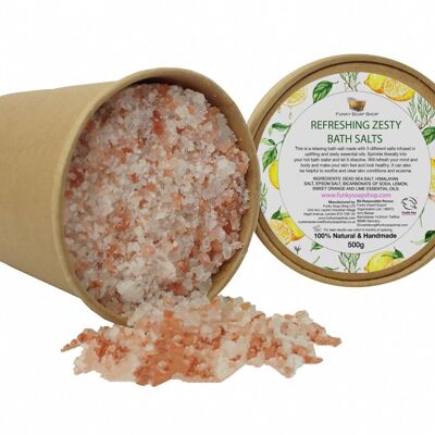 Refreshing And Zesty Bath Salts, 100% Natural, Kraft Tub of 500g